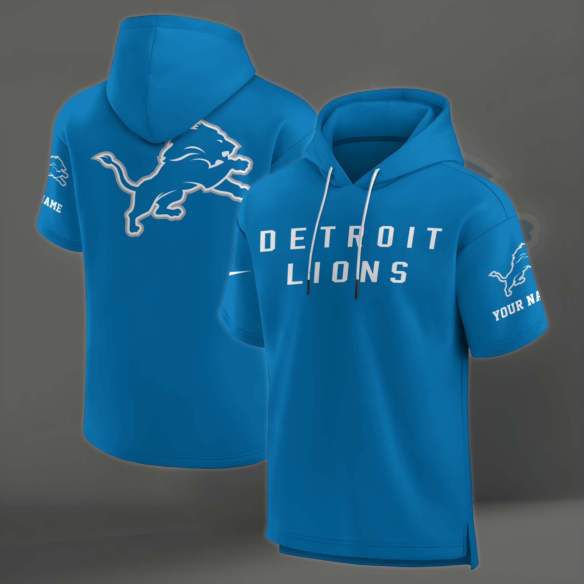 Alternative view of Detroit Lions Elements Future Ground Lettering Short Sleeve Pullover Hoodie Custom Name, Gifts For Football Lovers EHIVM-03121220