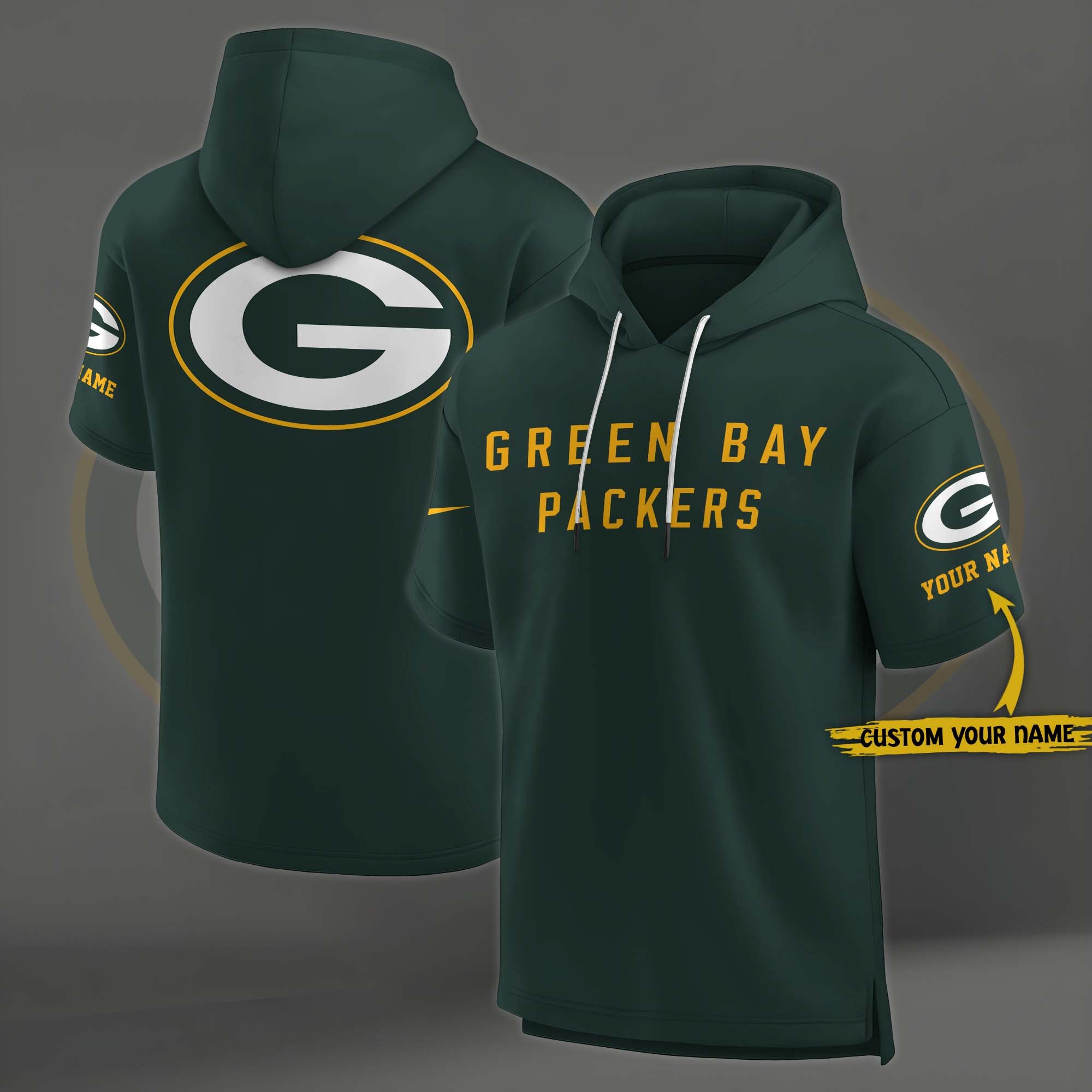 Green Bay Packers Elements Future Ground Lettering Short Sleeve Pullover Hoodie Custom Name, Gifts For Football Lovers EHIVM-03121220