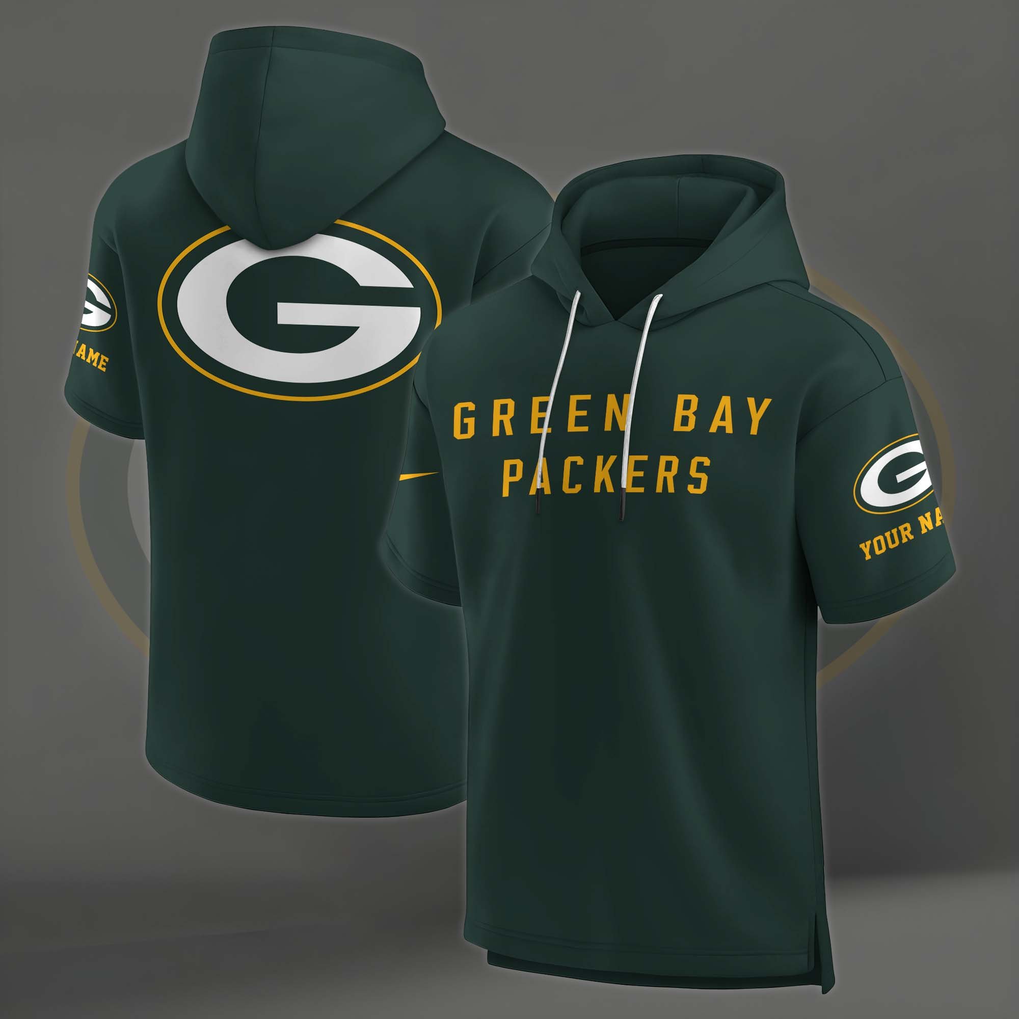 Alternative view of Green Bay Packers Elements Future Ground Lettering Short Sleeve Pullover Hoodie Custom Name, Gifts For Football Lovers EHIVM-03121220