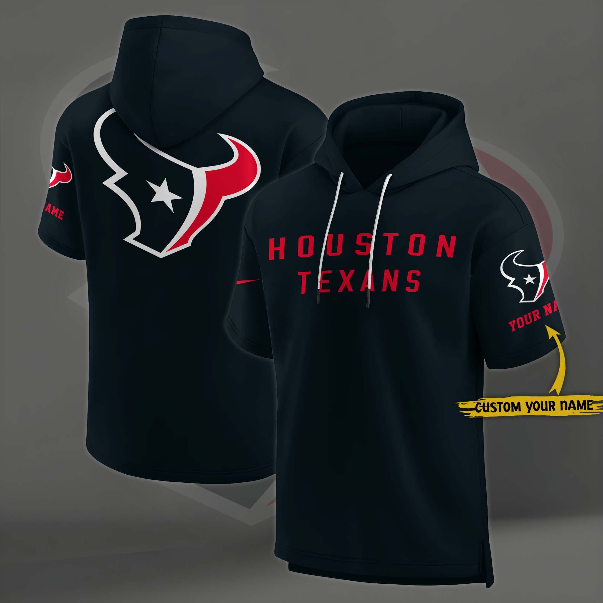 Houston Texans Elements Future Ground Lettering Short Sleeve Pullover Hoodie Custom Name, Gifts For Football Lovers EHIVM-03121220