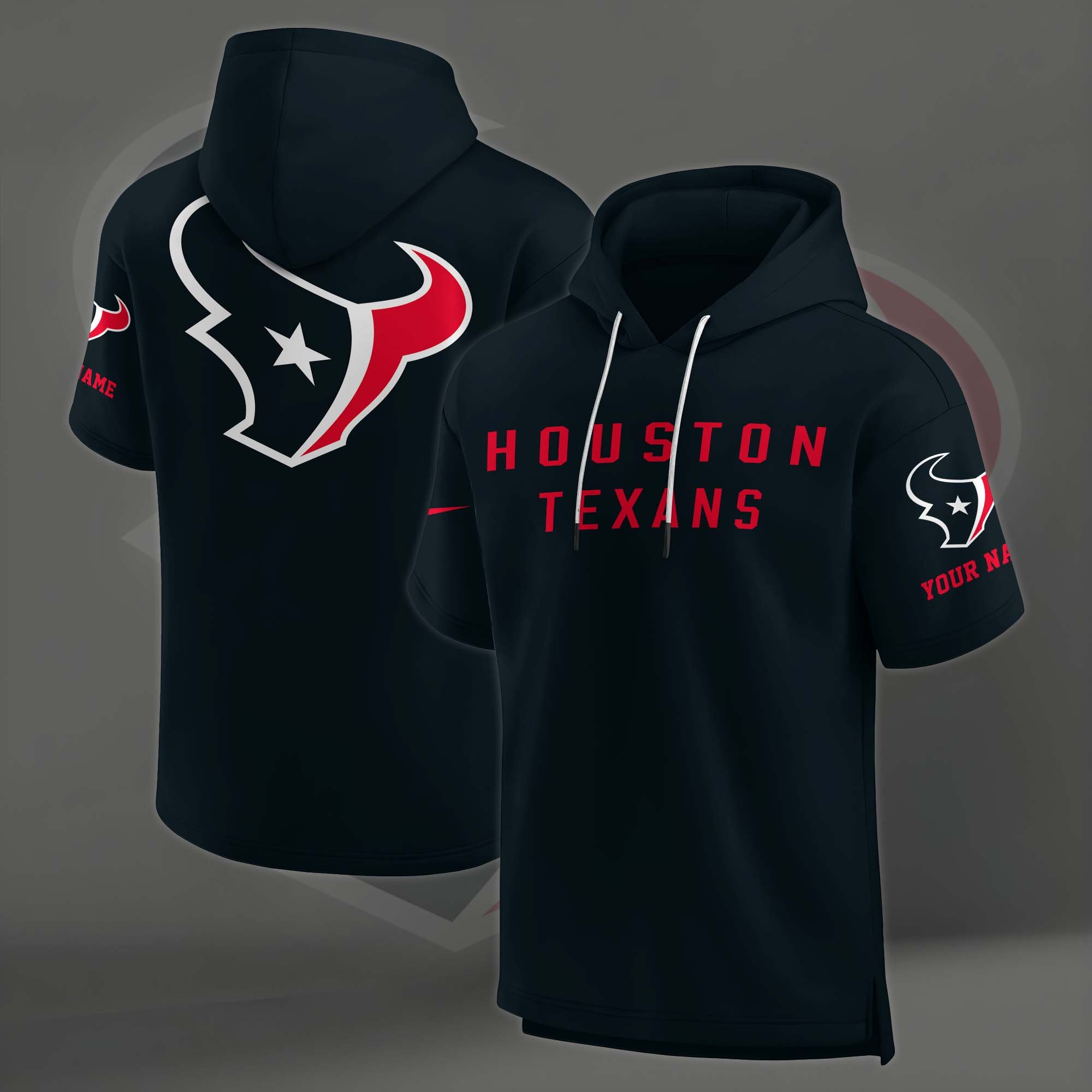 Alternative view of Houston Texans Elements Future Ground Lettering Short Sleeve Pullover Hoodie Custom Name, Gifts For Football Lovers EHIVM-03121220
