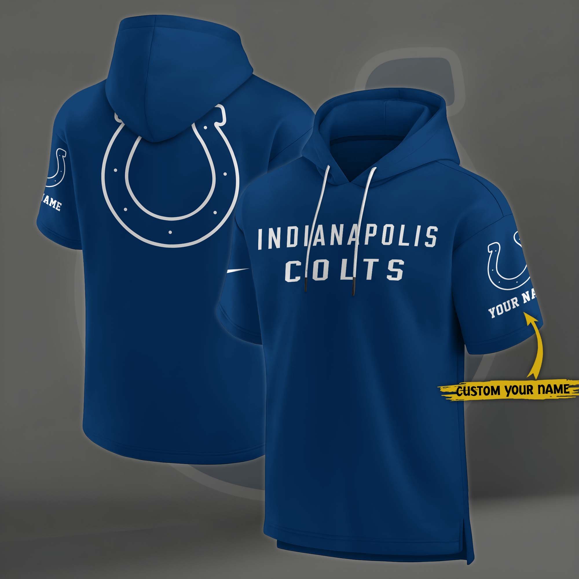 Indianapolis Colts Elements Future Ground Lettering Short Sleeve Pullover Hoodie Custom Name, Gifts For Football Lovers EHIVM-03121220