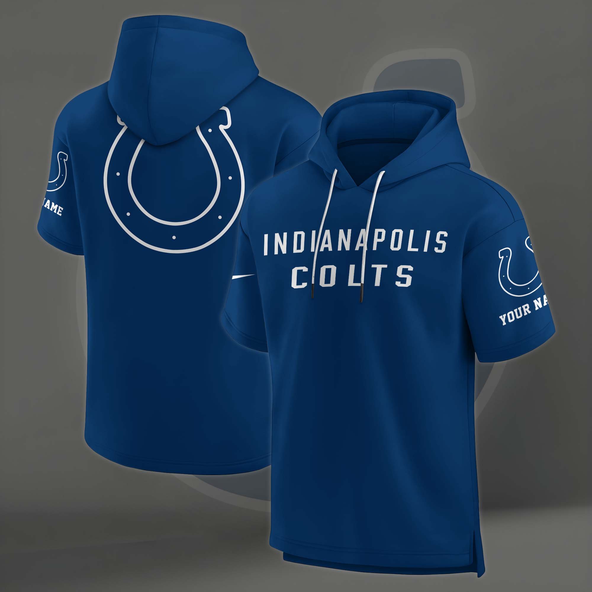 Alternative view of Indianapolis Colts Elements Future Ground Lettering Short Sleeve Pullover Hoodie Custom Name, Gifts For Football Lovers EHIVM-03121220