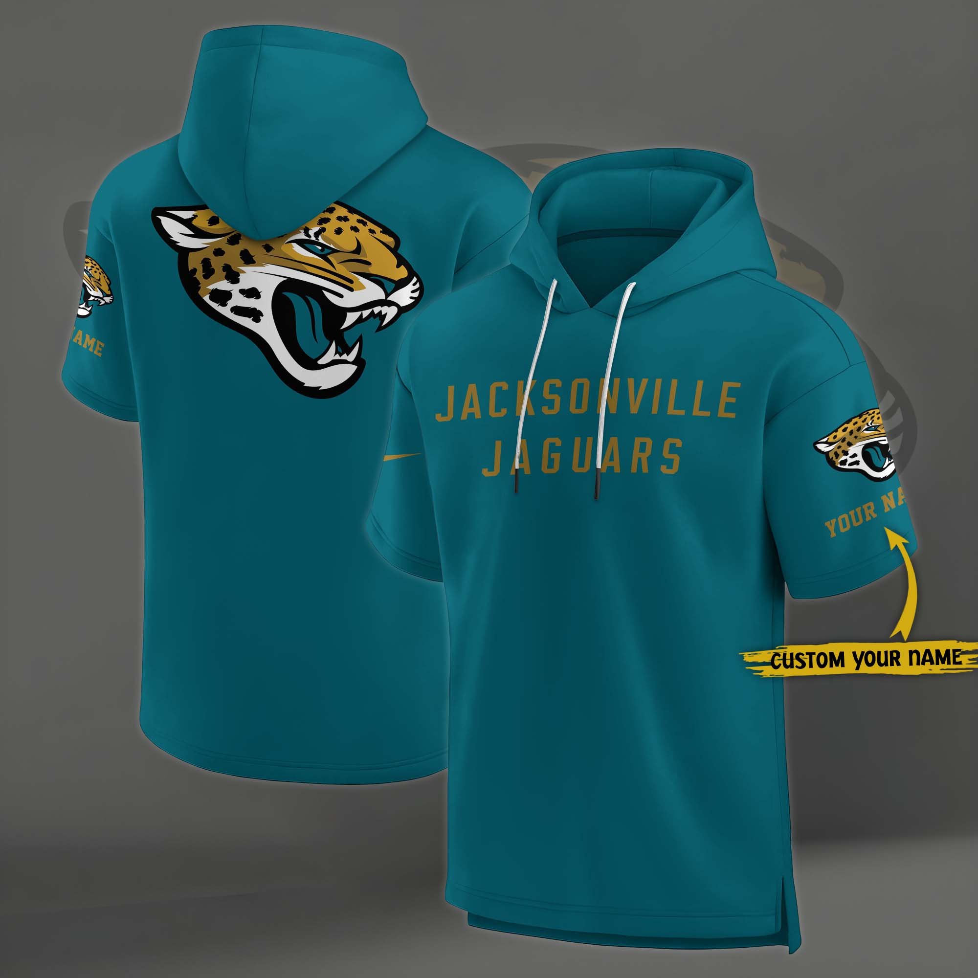 Jacksonville Jaguars Elements Future Ground Lettering Short Sleeve Pullover Hoodie Custom Name, Gifts For Football Lovers EHIVM-03121220
