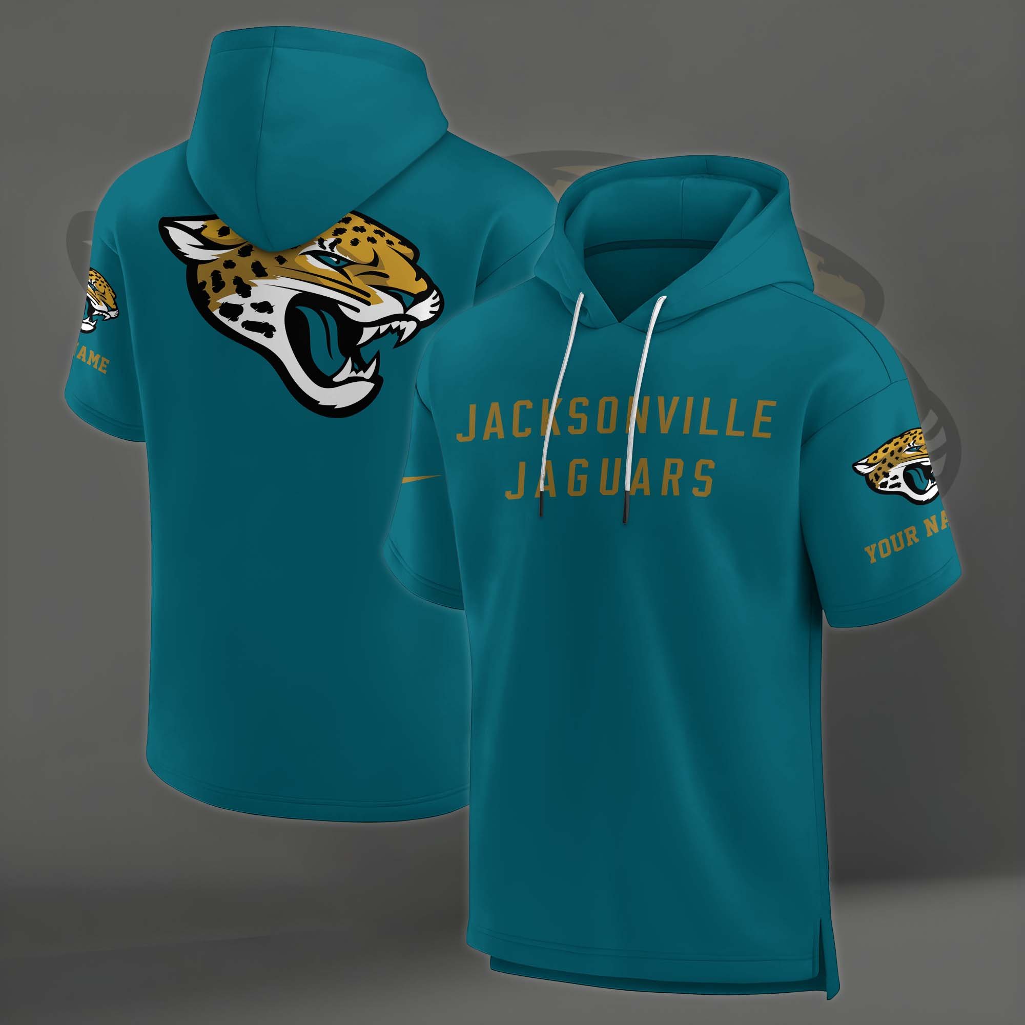 Alternative view of Jacksonville Jaguars Elements Future Ground Lettering Short Sleeve Pullover Hoodie Custom Name, Gifts For Football Lovers EHIVM-03121220