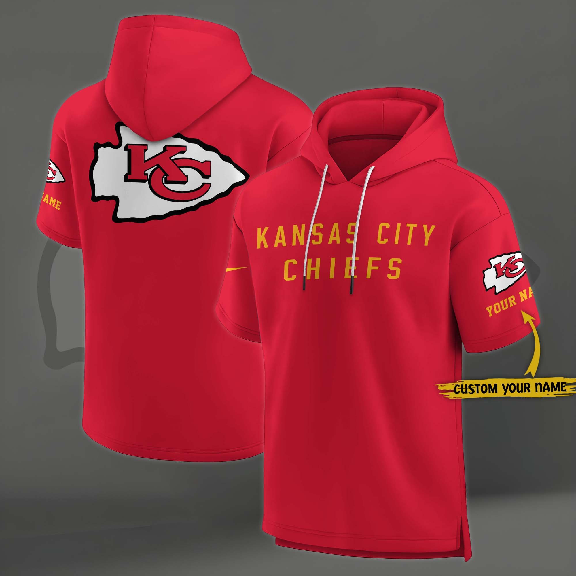 Kansas City Chiefs Elements Future Ground Lettering Short Sleeve Pullover Hoodie Custom Name, Gifts For Football Lovers EHIVM-03121220