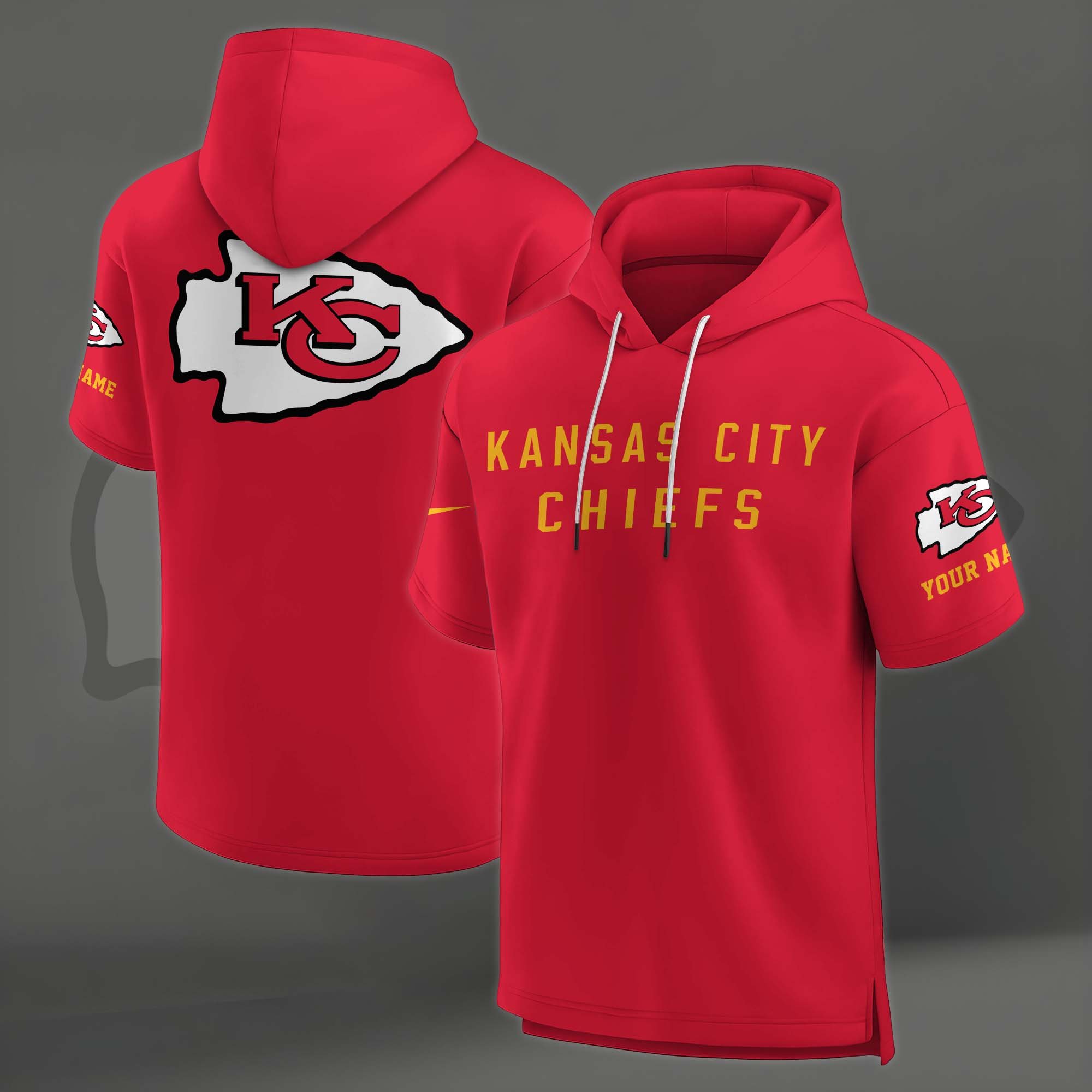 Alternative view of Kansas City Chiefs Elements Future Ground Lettering Short Sleeve Pullover Hoodie Custom Name, Gifts For Football Lovers EHIVM-03121220