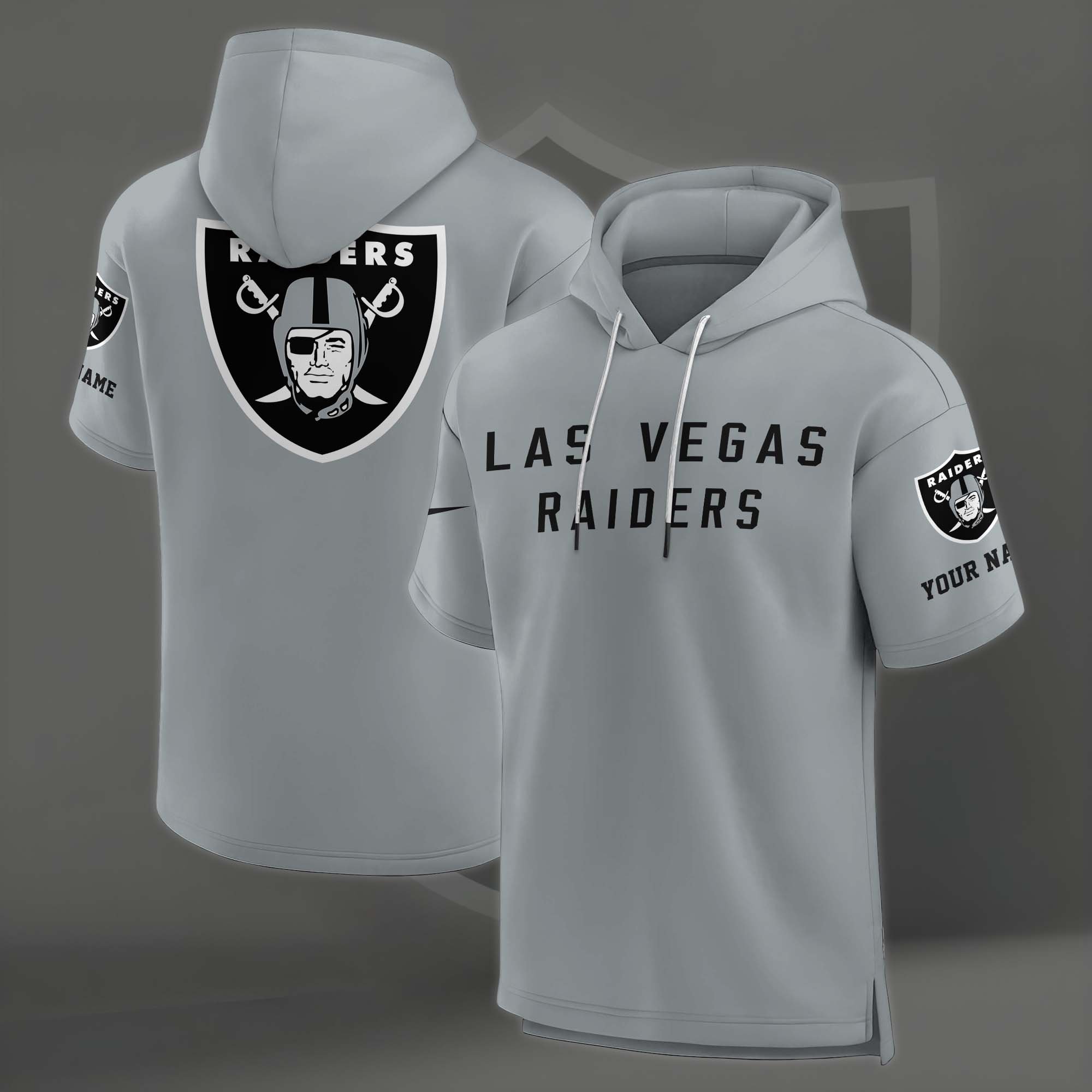 Alternative view of Las Vegas Raiders Elements Future Ground Lettering Short Sleeve Pullover Hoodie Custom Name, Gifts For Football Lovers EHIVM-03121220