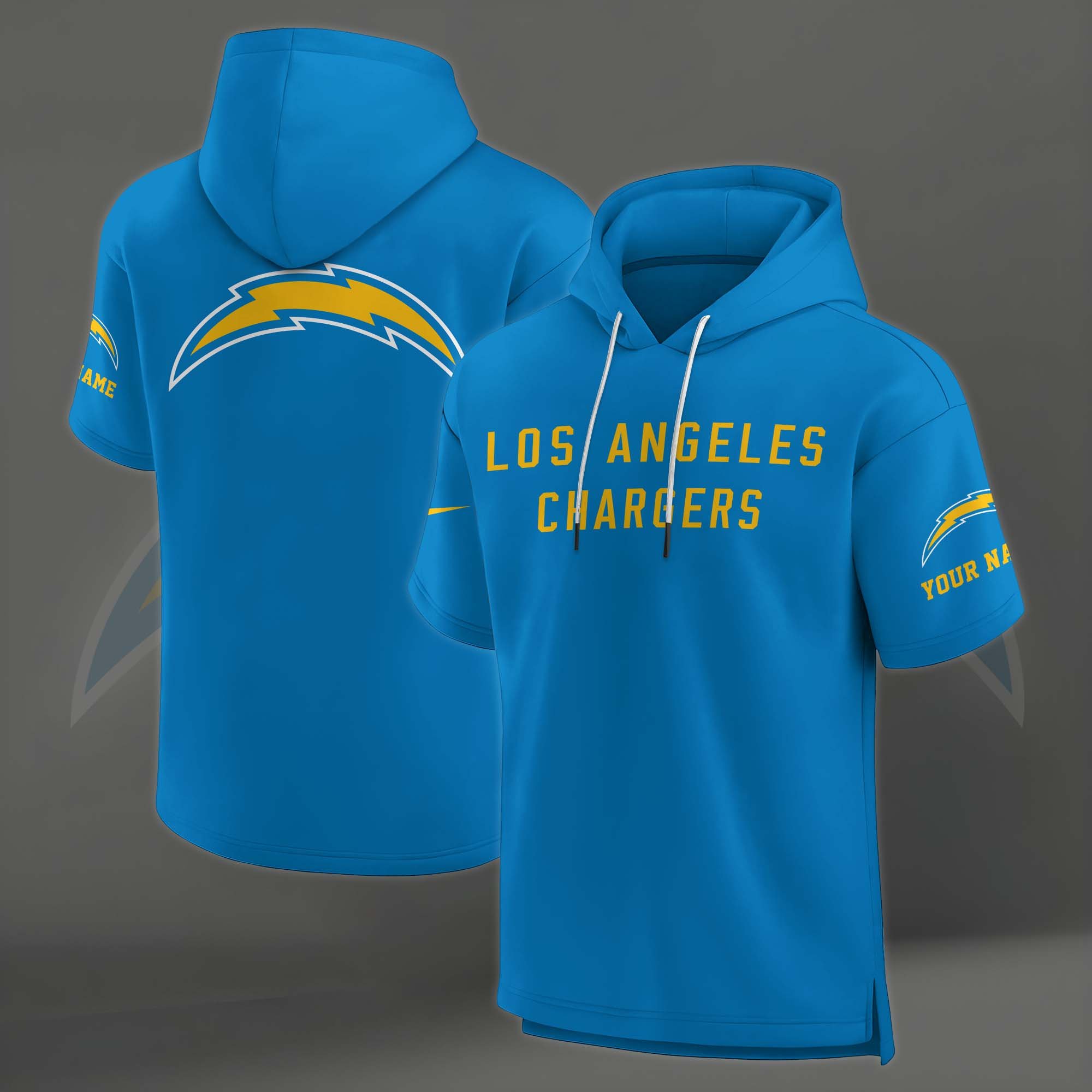 Alternative view of Los Angeles Chargers Elements Future Ground Lettering Short Sleeve Pullover Hoodie Custom Name, Gifts For Football Lovers EHIVM-03121220