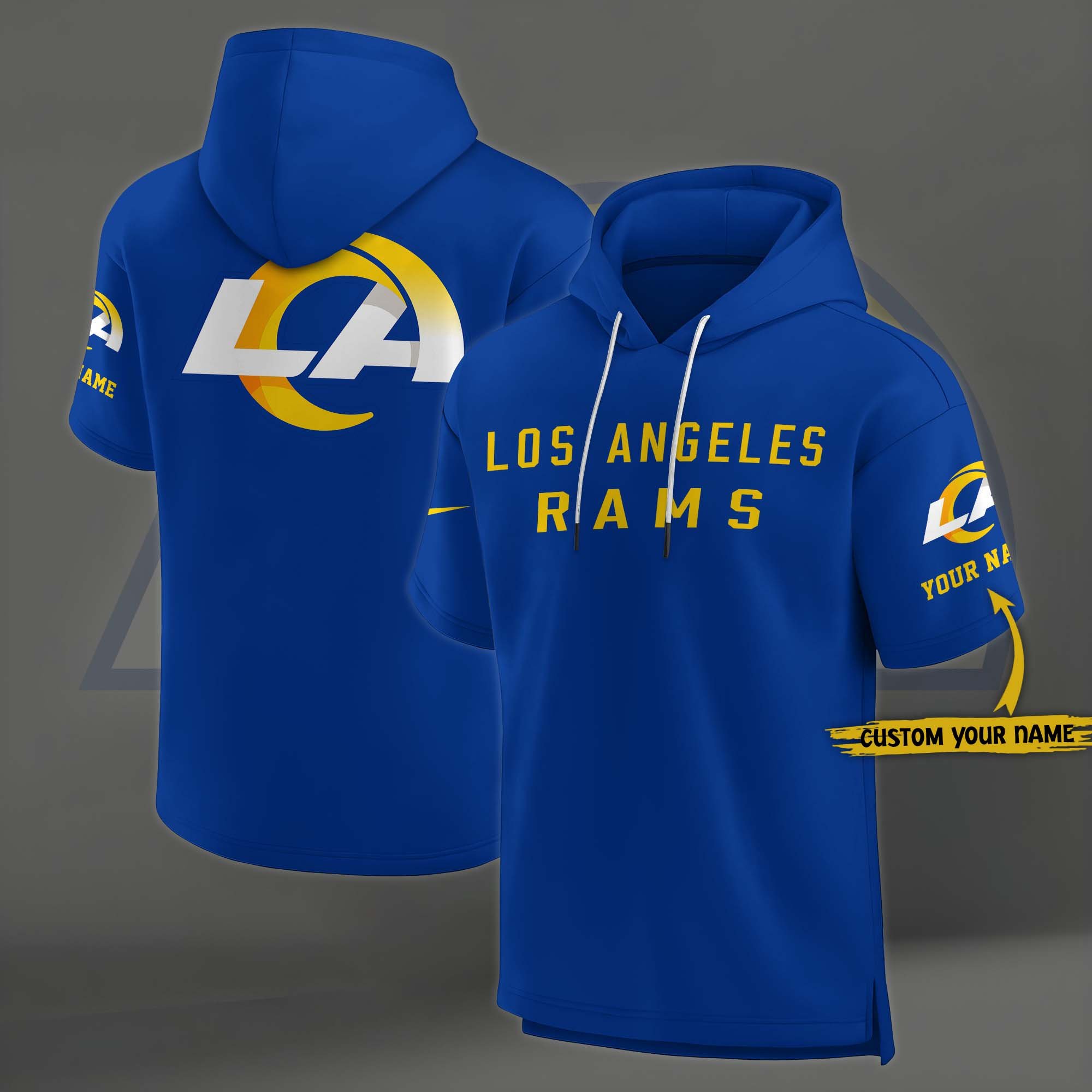 Los Angeles Rams Elements Future Ground Lettering Short Sleeve Pullover Hoodie Custom Name, Gifts For Football Lovers EHIVM-03121220