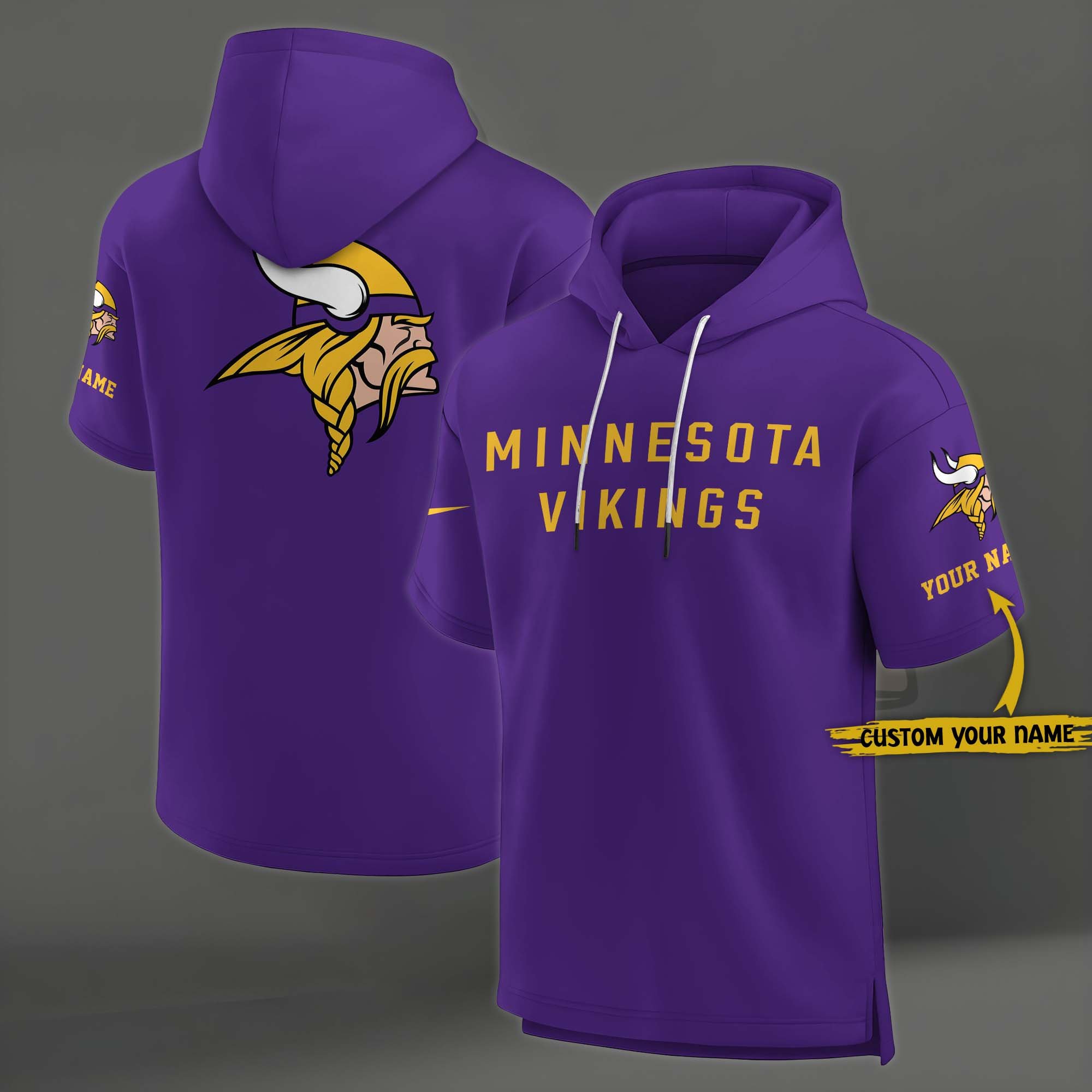 Minnesota Vikings Elements Future Ground Lettering Short Sleeve Pullover Hoodie Custom Name, Gifts For Football Lovers EHIVM-03121220