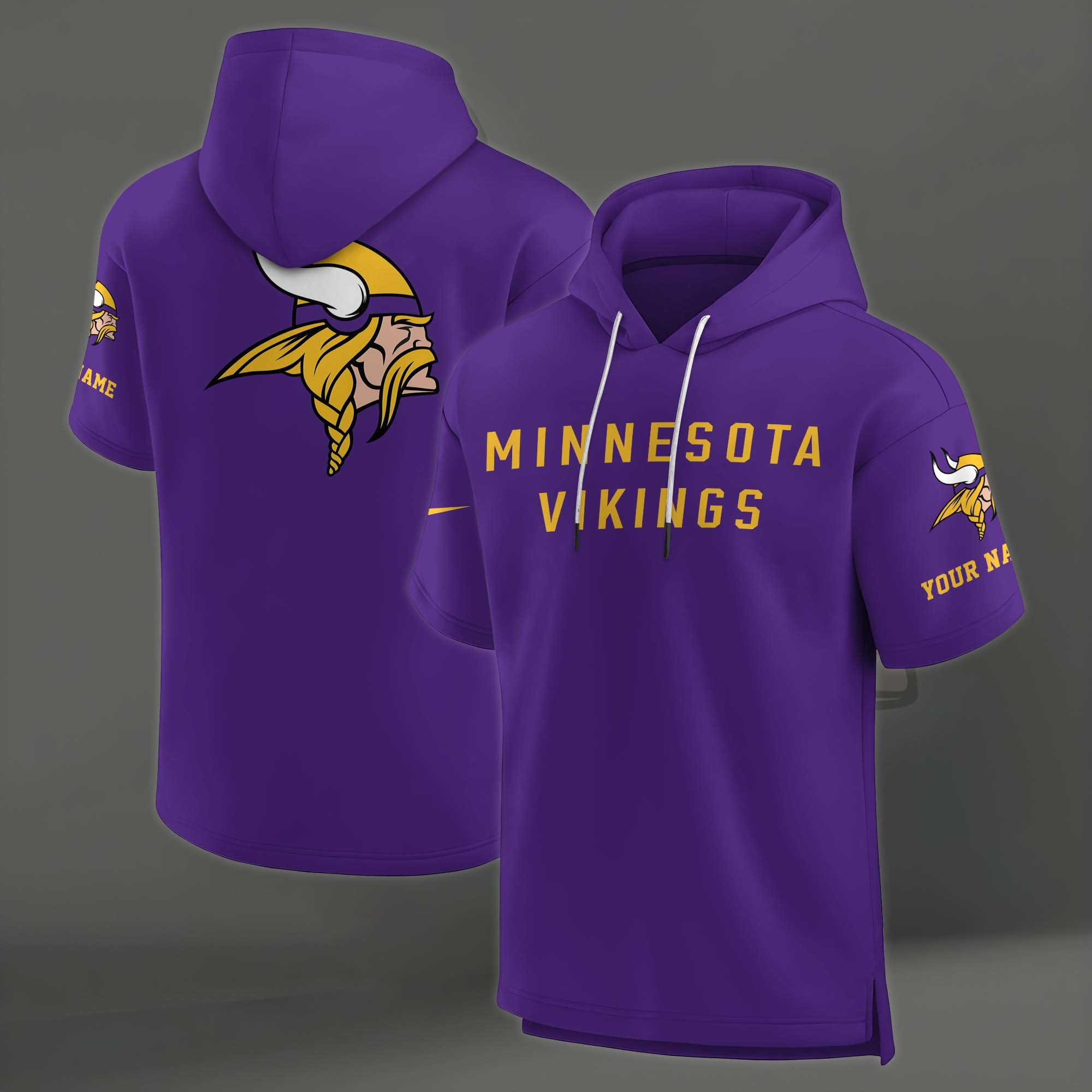 Alternative view of Minnesota Vikings Elements Future Ground Lettering Short Sleeve Pullover Hoodie Custom Name, Gifts For Football Lovers EHIVM-03121220