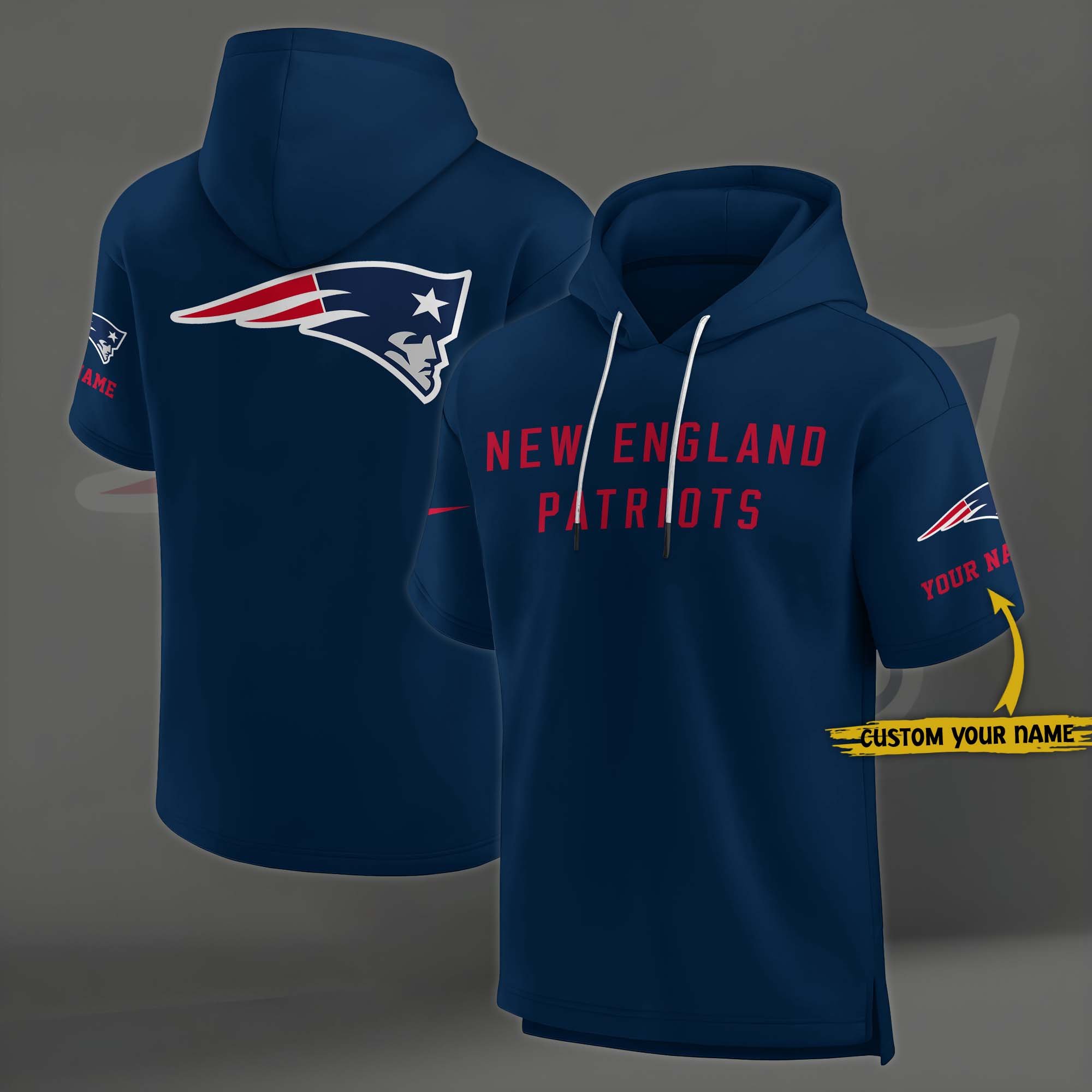New England Patriots Elements Future Ground Lettering Short Sleeve Pullover Hoodie Custom Name, Gifts For Football Lovers EHIVM-03121220