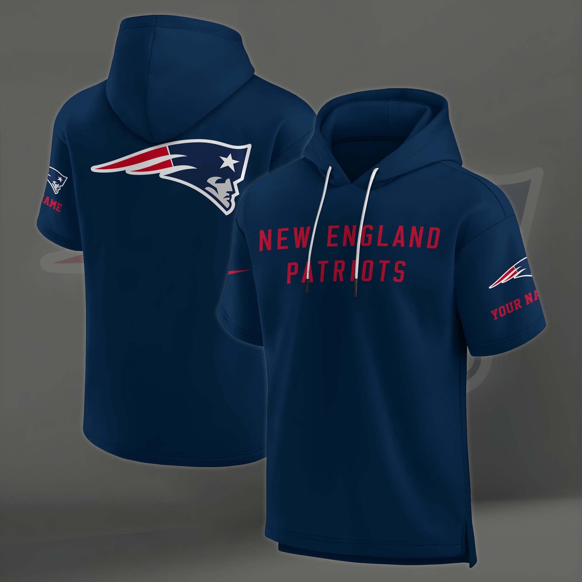 Alternative view of New England Patriots Elements Future Ground Lettering Short Sleeve Pullover Hoodie Custom Name, Gifts For Football Lovers EHIVM-03121220