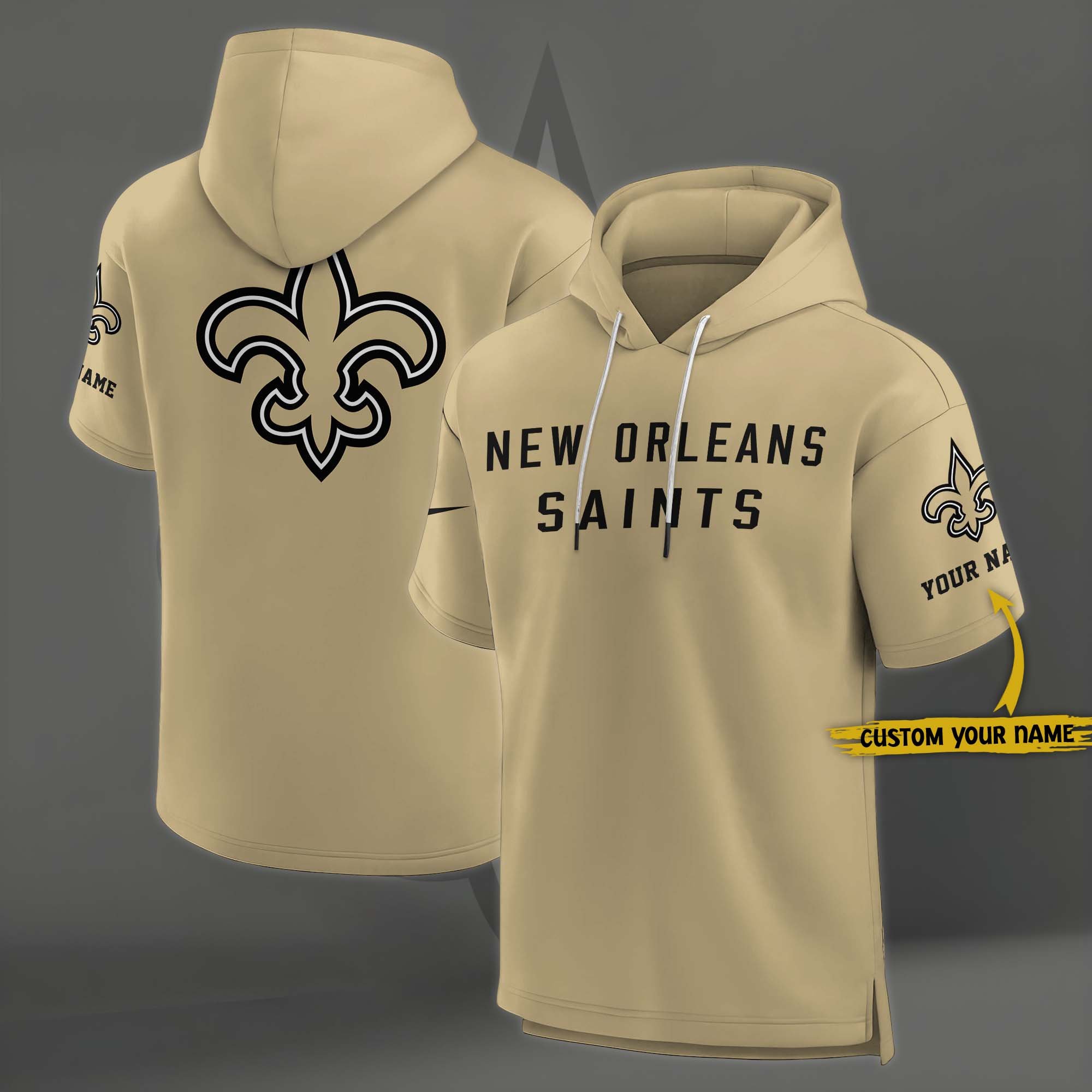 New Orleans Saints Elements Future Ground Lettering Short Sleeve Pullover Hoodie Custom Name, Gifts For Football Lovers EHIVM-03121220