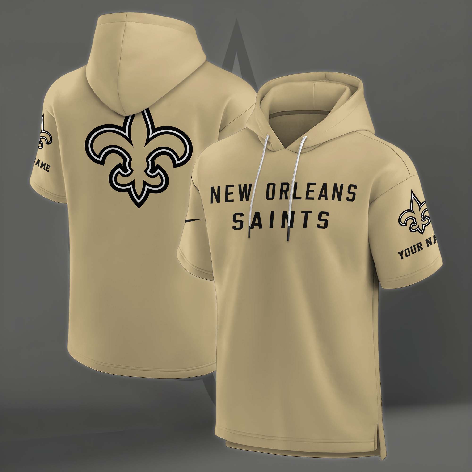 Alternative view of New Orleans Saints Elements Future Ground Lettering Short Sleeve Pullover Hoodie Custom Name, Gifts For Football Lovers EHIVM-03121220