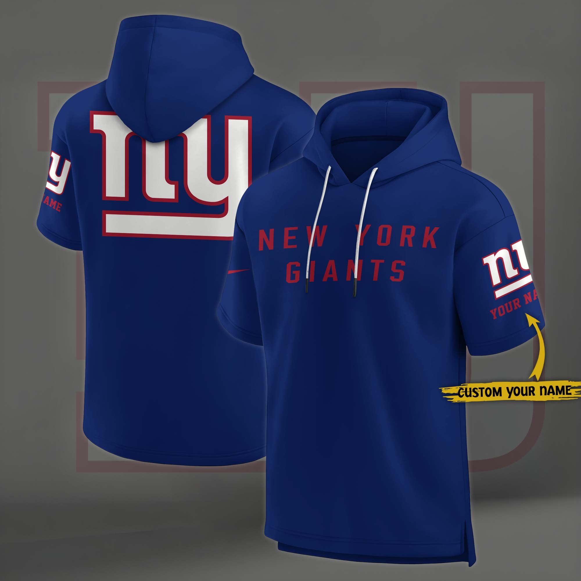 New York Giants Elements Future Ground Lettering Short Sleeve Pullover Hoodie Custom Name, Gifts For Football Lovers EHIVM-03121220