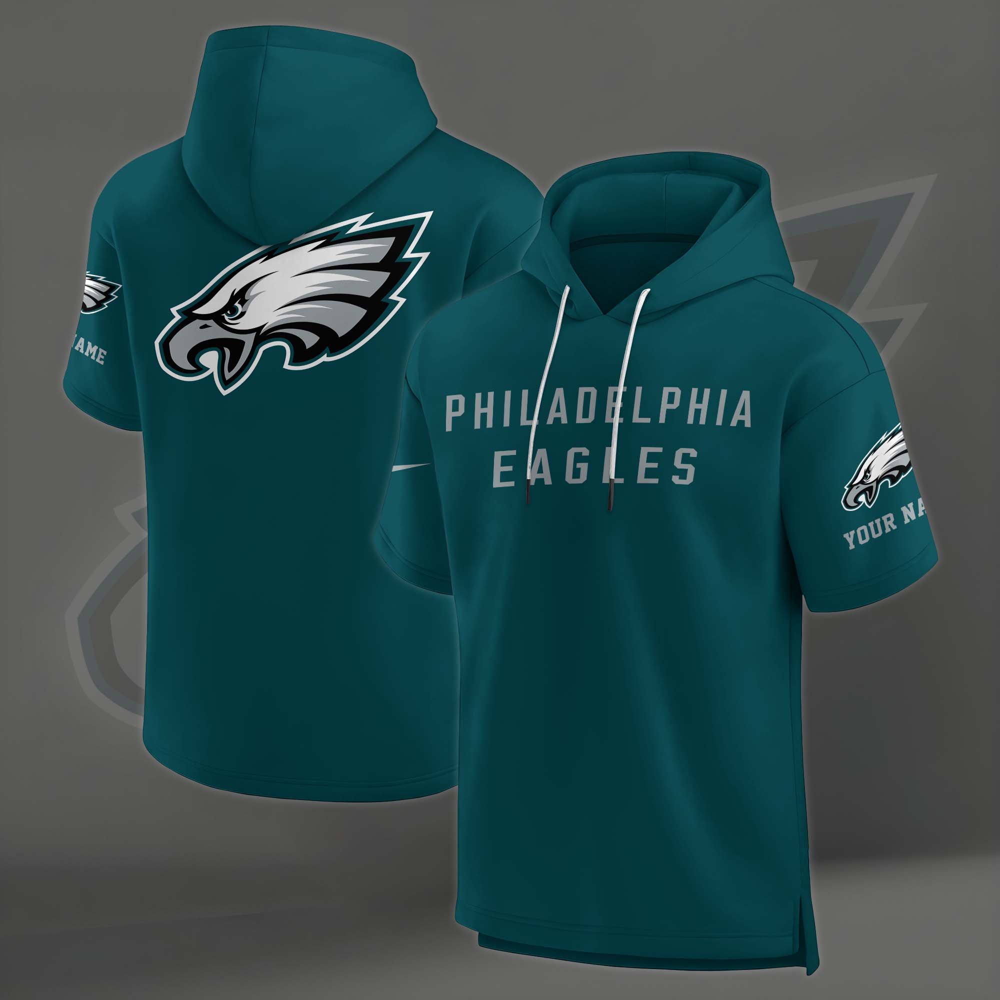 Alternative view of Philadelphia Eagles Elements Future Ground Lettering Short Sleeve Pullover Hoodie Custom Name, Gifts For Football Lovers EHIVM-03121220