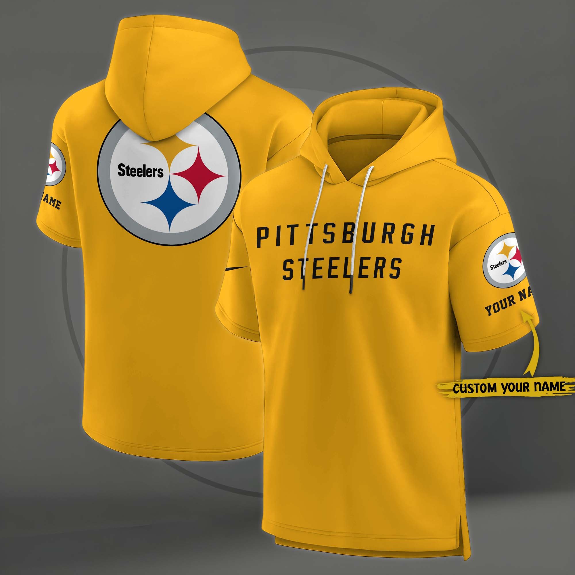 Pittsburgh Steelers Elements Future Ground Lettering Short Sleeve Pullover Hoodie Custom Name, Gifts For Football Lovers EHIVM-03121220