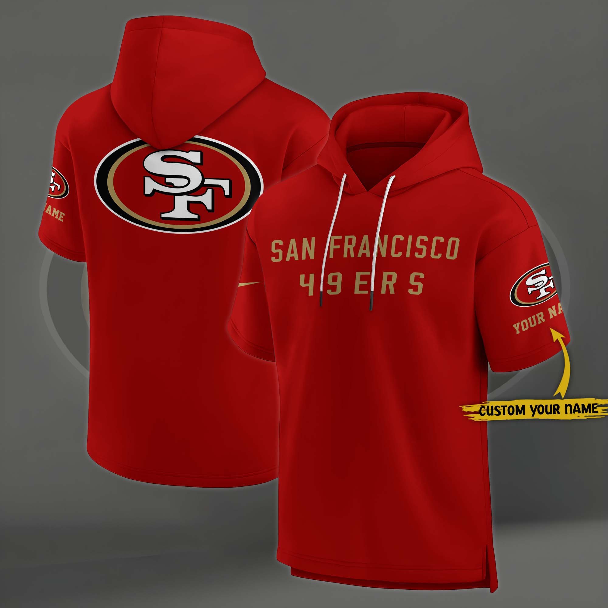 San Francisco 49ers Elements Future Ground Lettering Short Sleeve Pullover Hoodie Custom Name, Gifts For Football Lovers EHIVM-03121220