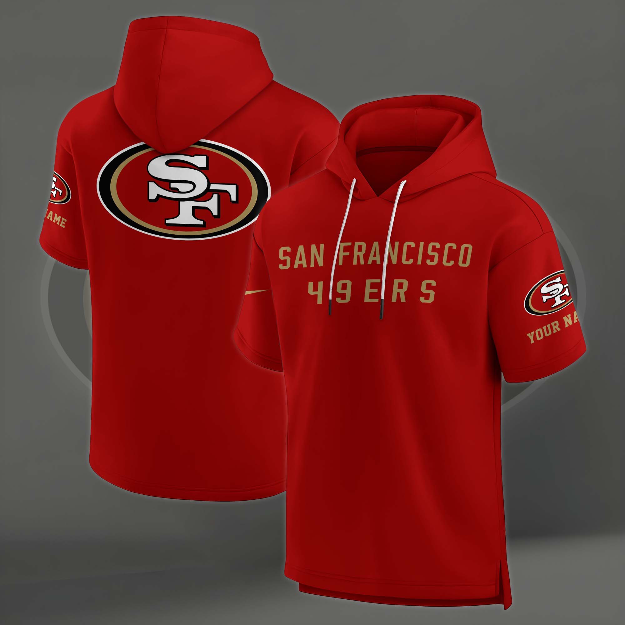 Alternative view of San Francisco 49ers Elements Future Ground Lettering Short Sleeve Pullover Hoodie Custom Name, Gifts For Football Lovers EHIVM-03121220