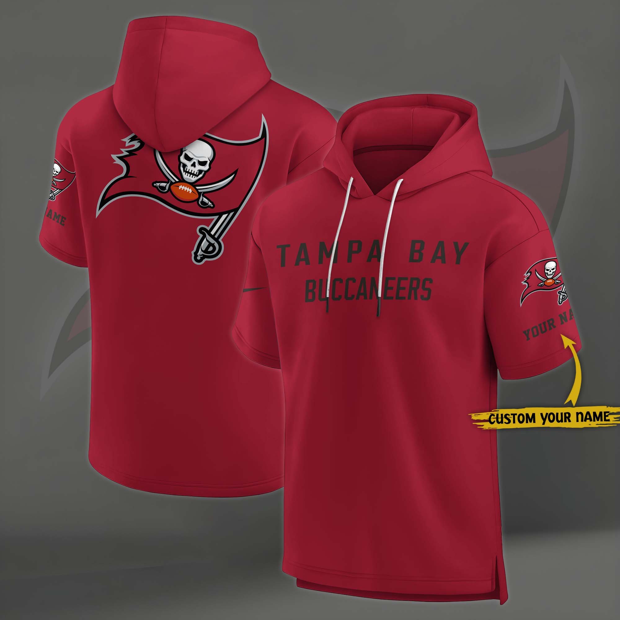 Tampa Bay Buccaneers Elements Future Ground Lettering Short Sleeve Pullover Hoodie Custom Name, Gifts For Football Lovers EHIVM-03121220