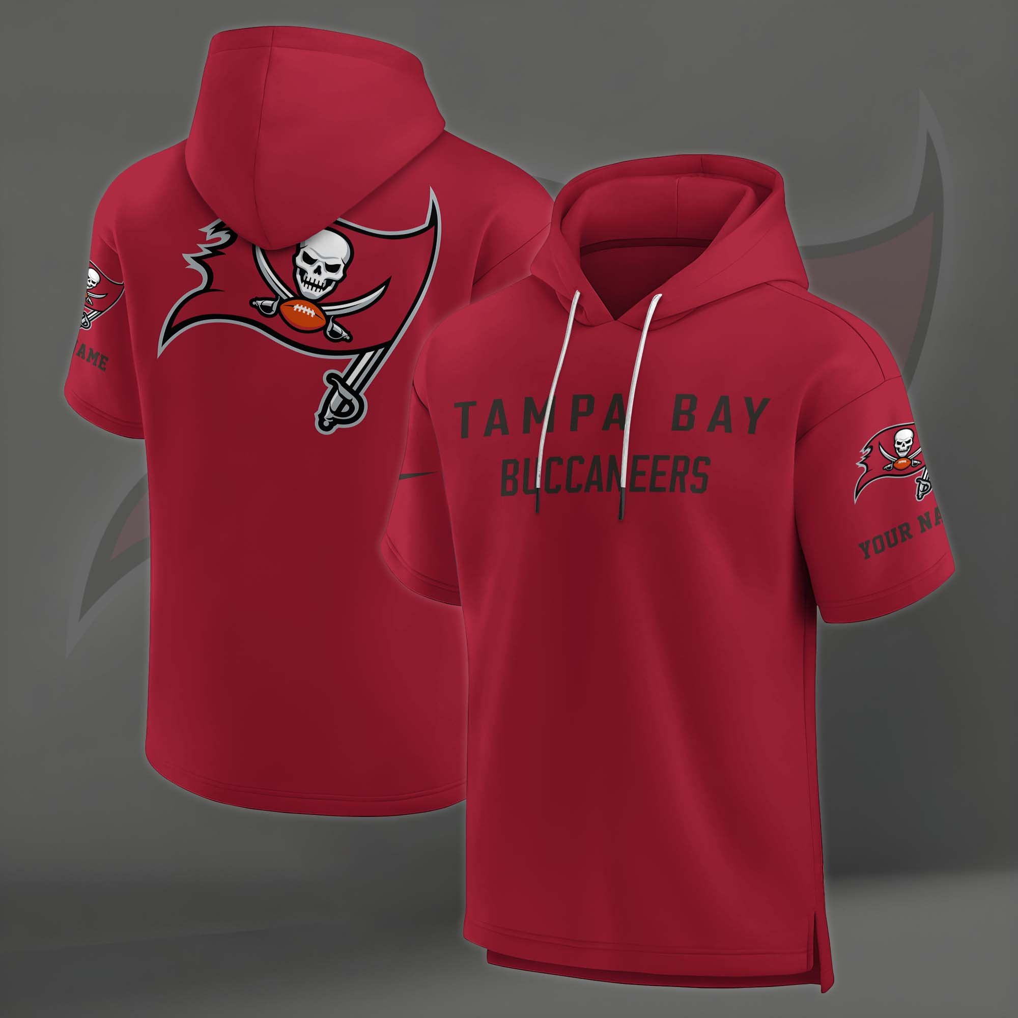 Alternative view of Tampa Bay Buccaneers Elements Future Ground Lettering Short Sleeve Pullover Hoodie Custom Name, Gifts For Football Lovers EHIVM-03121220