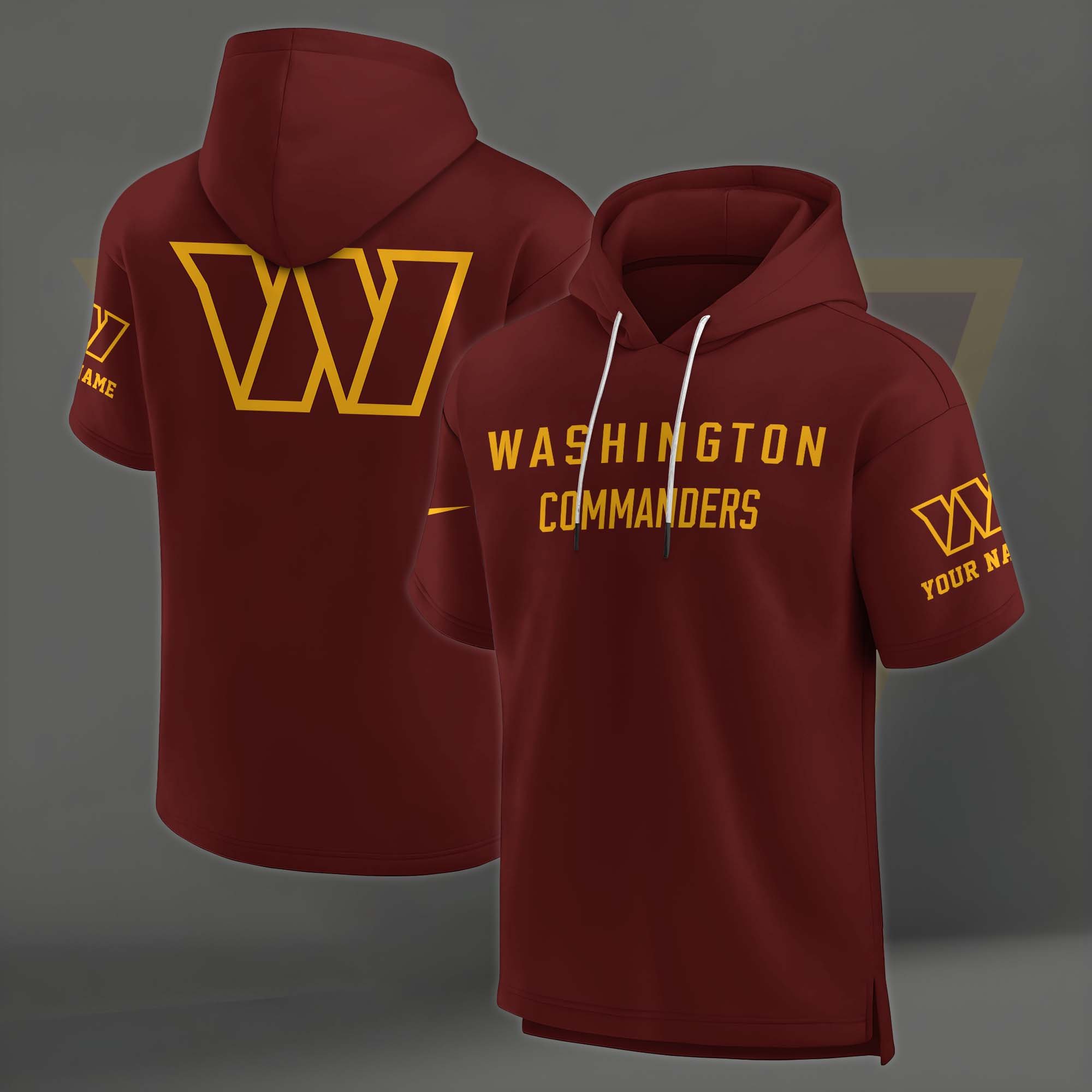 Alternative view of Washington Commanders Elements Future Ground Lettering Short Sleeve Pullover Hoodie Custom Name, Gifts For Football Lovers EHIVM-03121220