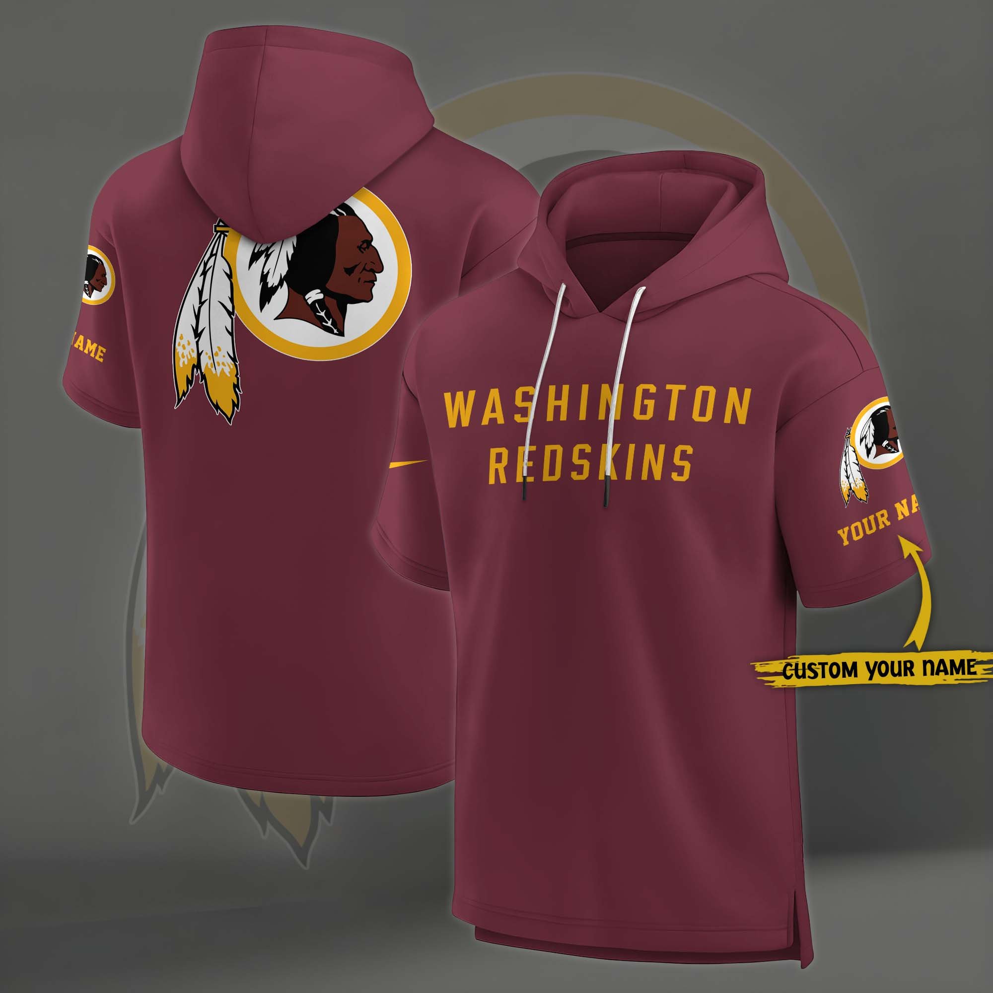 Washington Redskins Elements Future Ground Lettering Short Sleeve Pullover Hoodie Custom Name, Gifts For Football Lovers EHIVM-03121220