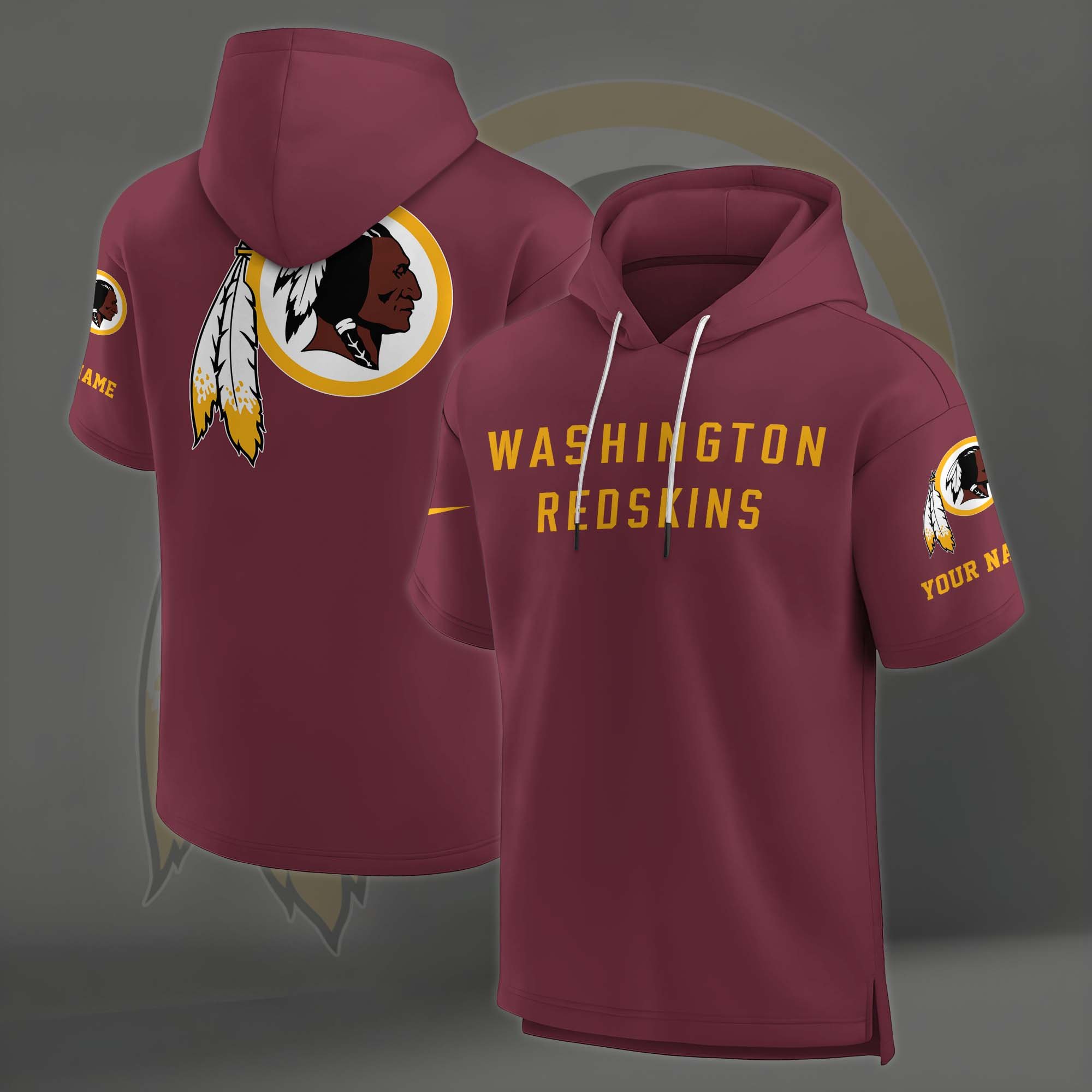 Alternative view of Washington Redskins Elements Future Ground Lettering Short Sleeve Pullover Hoodie Custom Name, Gifts For Football Lovers EHIVM-03121220