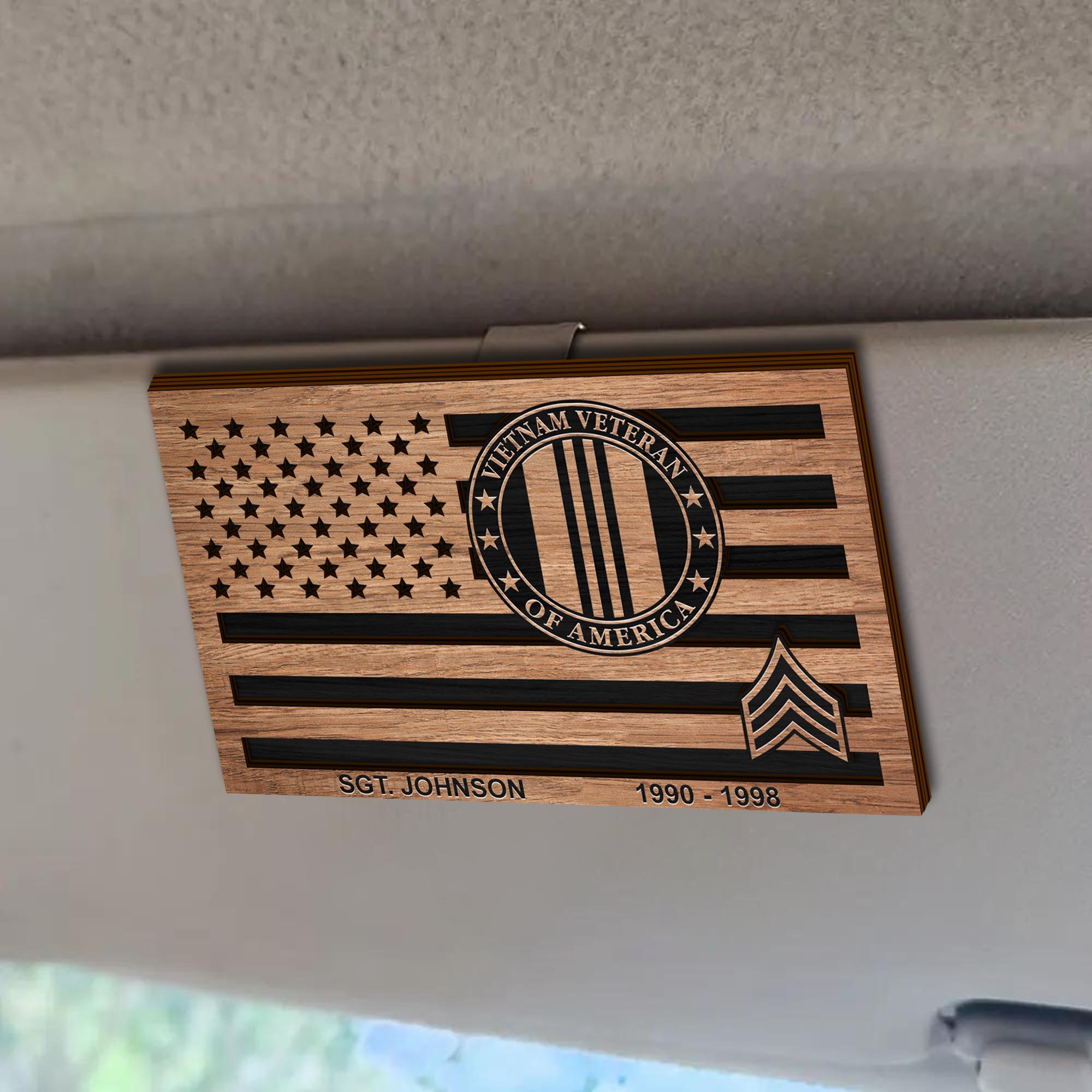  Vietnam Veteran Shape 2 Layer Wooden Car Clip Custom Name, Year And Rank, Military Gifts , Car Decorations ETRG-0214887