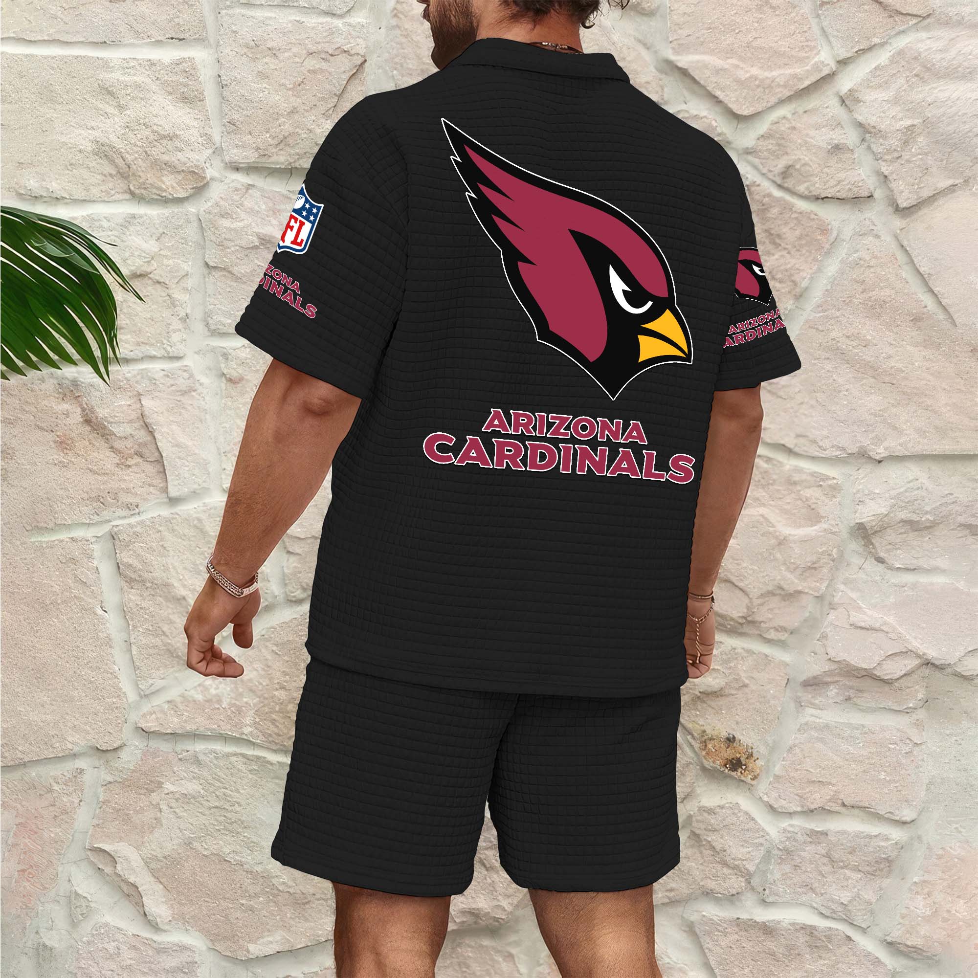 Alternative view of Arizona Cardinals Men's Waffle Pattern Half Zipper Shirt And Short Custom Your Name 2025 Versions, Gifts For Football Lovers EHIVM-0206715