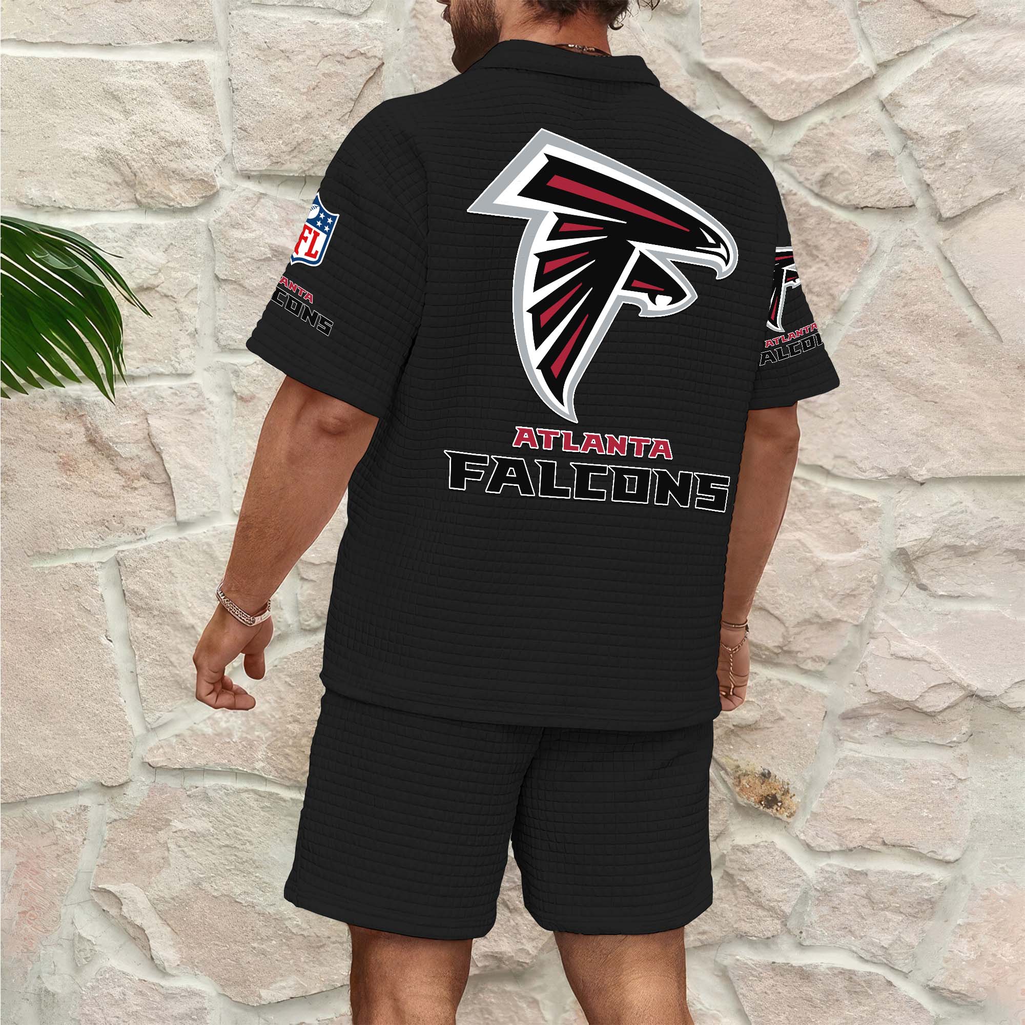 Alternative view of Atlanta Falcons Men's Waffle Pattern Half Zipper Shirt And Short Custom Your Name 2025 Versions, Gifts For Football Lovers EHIVM-0206715