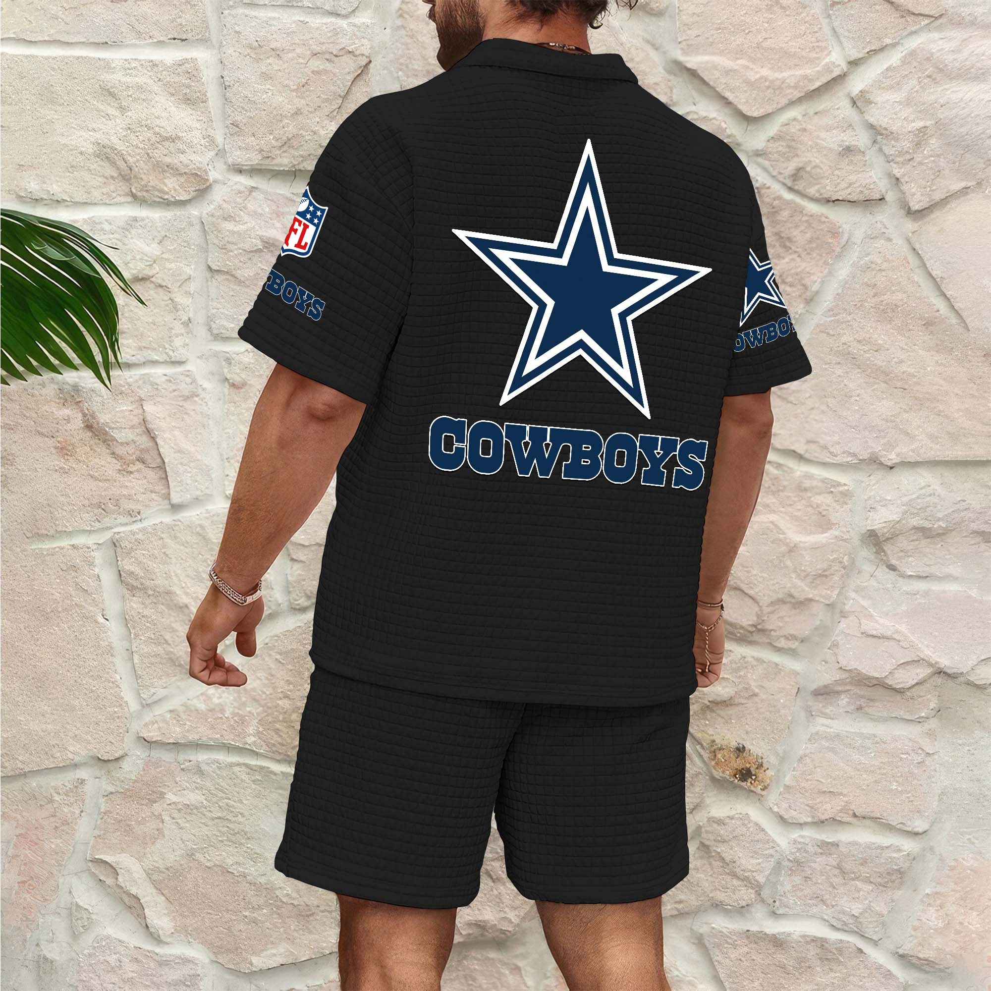 Alternative view of Dallas Cowboys Men's Waffle Pattern Half Zipper Shirt And Short Custom Your Name 2025 Versions, Gifts For Football Lovers EHIVM-0206715