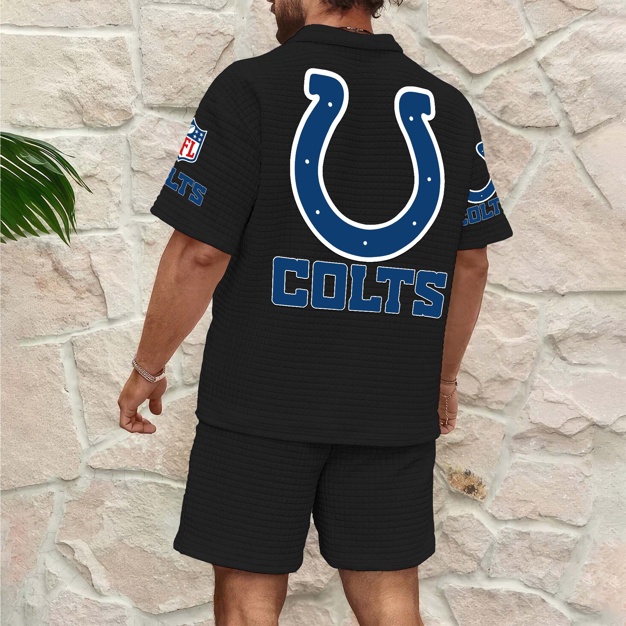 Alternative view of Indianapolis Colts Men's Waffle Pattern Half Zipper Shirt And Short Custom Your Name 2025 Versions, Gifts For Football Lovers EHIVM-0206715