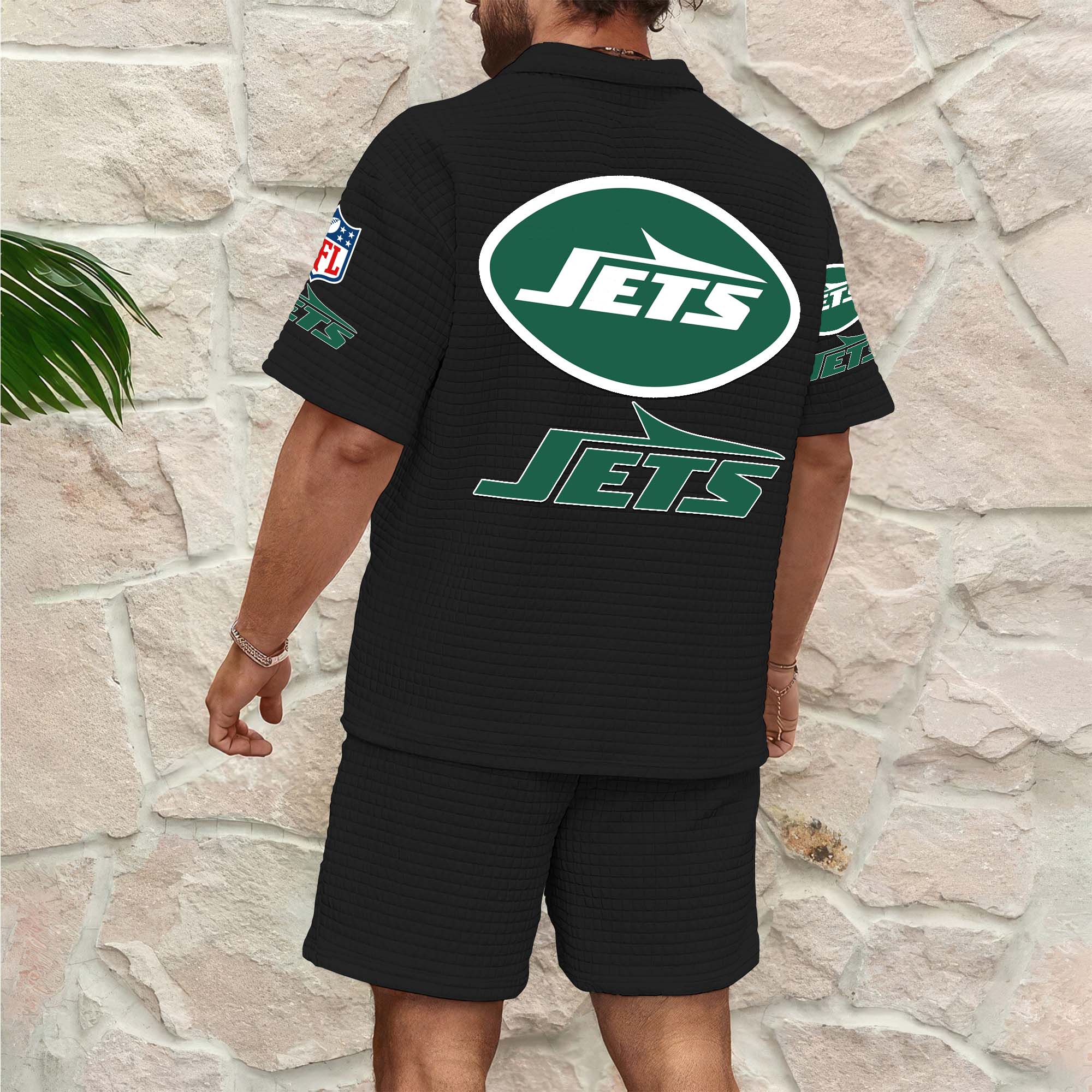 Alternative view of New York Jets Men's Waffle Pattern Half Zipper Shirt And Short Custom Your Name 2025 Versions, Gifts For Football Lovers EHIVM-0206715