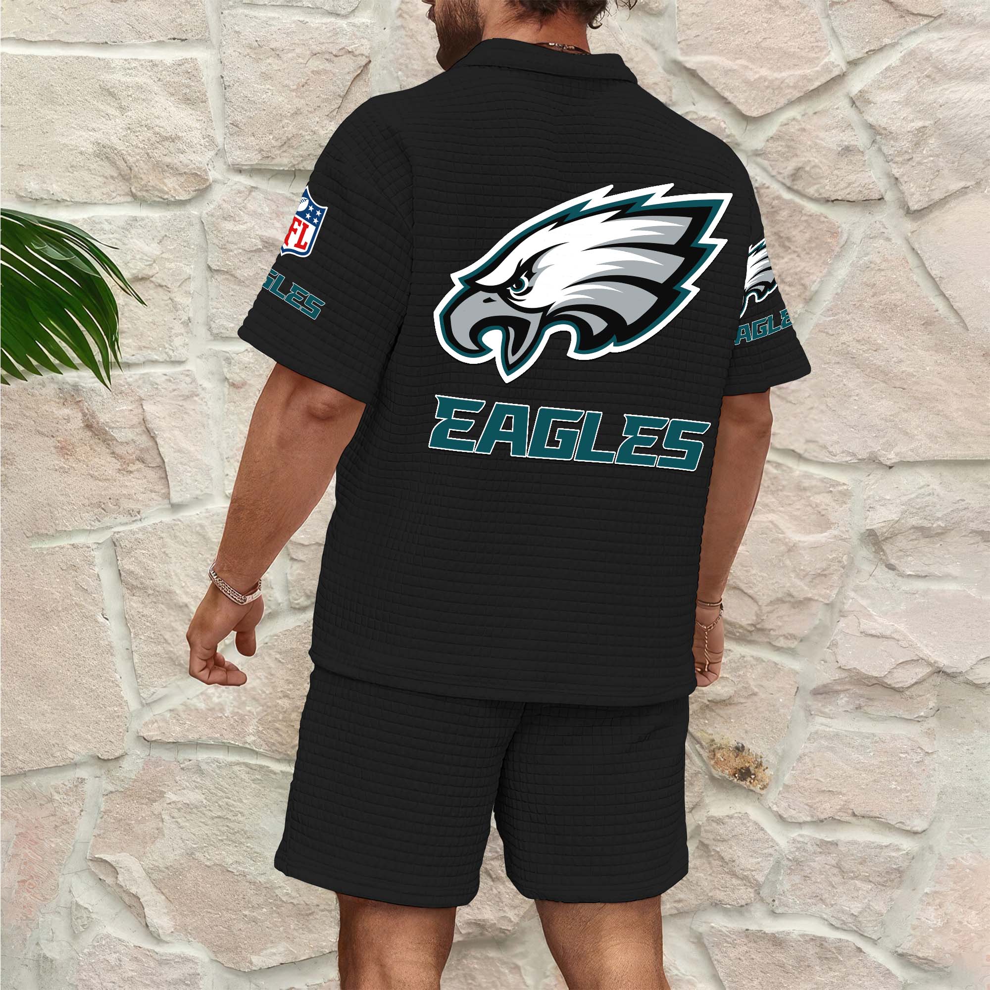 Alternative view of Philadelphia Eagles Men's Waffle Pattern Half Zipper Shirt And Short Custom Your Name 2025 Versions, Gifts For Football Lovers EHIVM-0206715