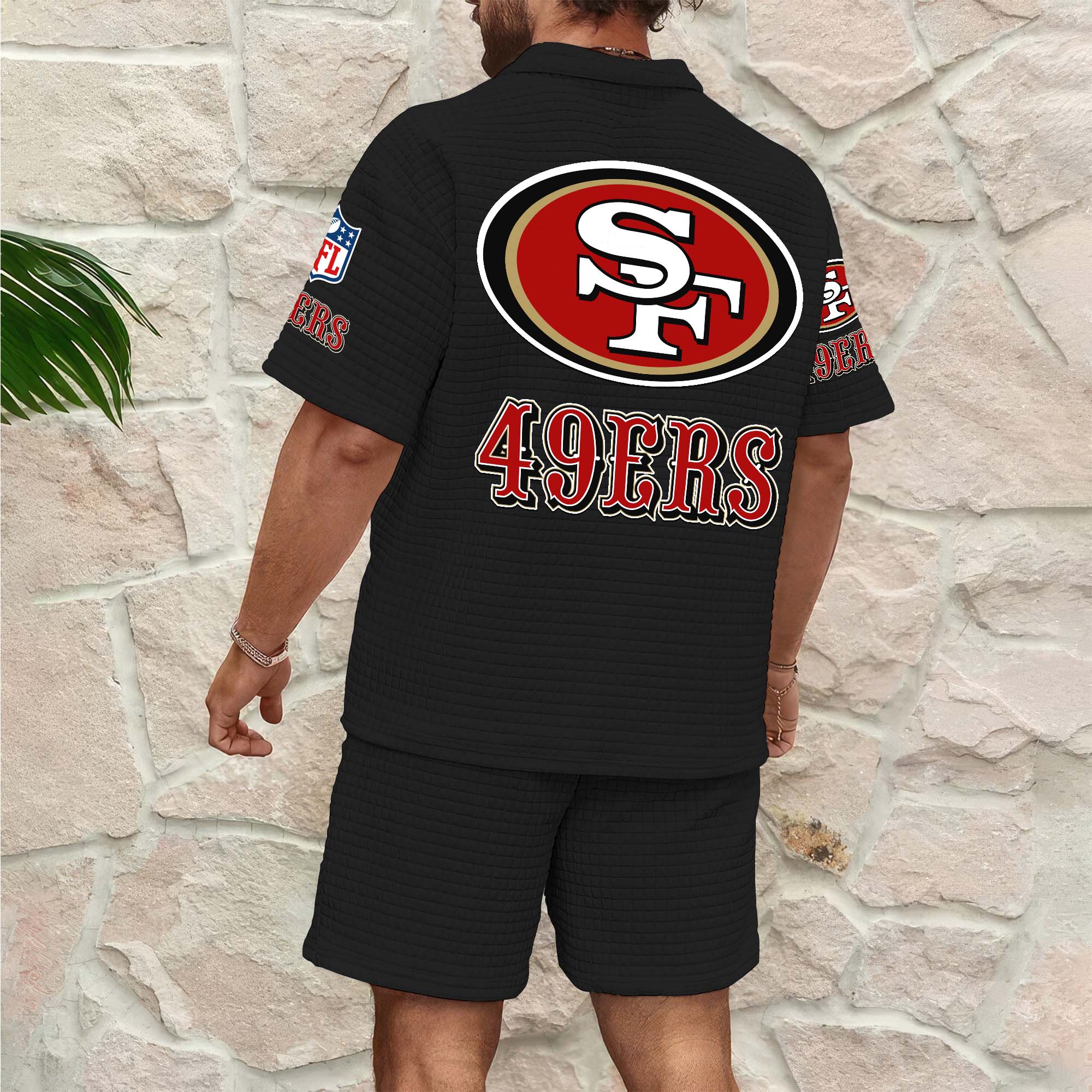 Alternative view of San Francisco 49ers Men's Waffle Pattern Half Zipper Shirt And Short Custom Your Name 2025 Versions, Gifts For Football Lovers EHIVM-0206715