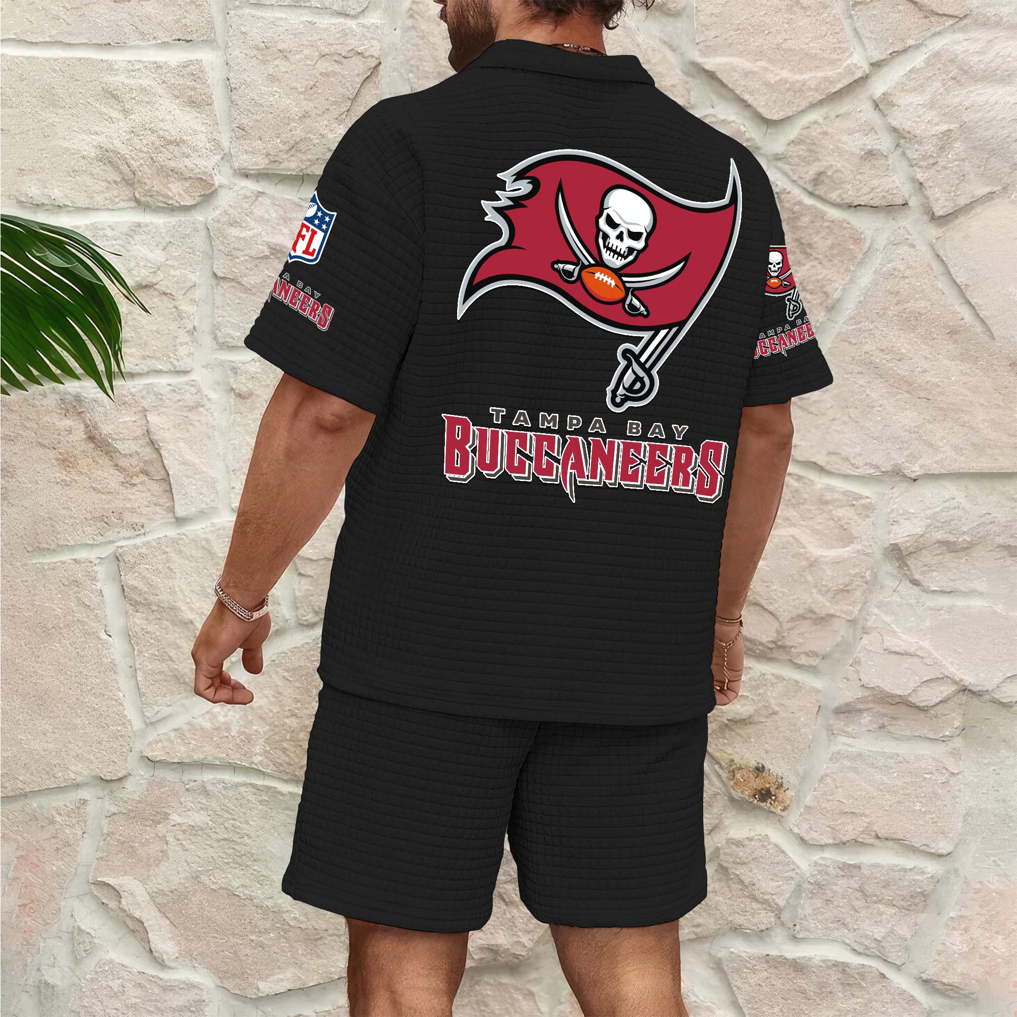 Alternative view of Tampa Bay Buccaneers Men's Waffle Pattern Half Zipper Shirt And Short Custom Your Name 2025 Versions, Gifts For Football Lovers EHIVM-0206715