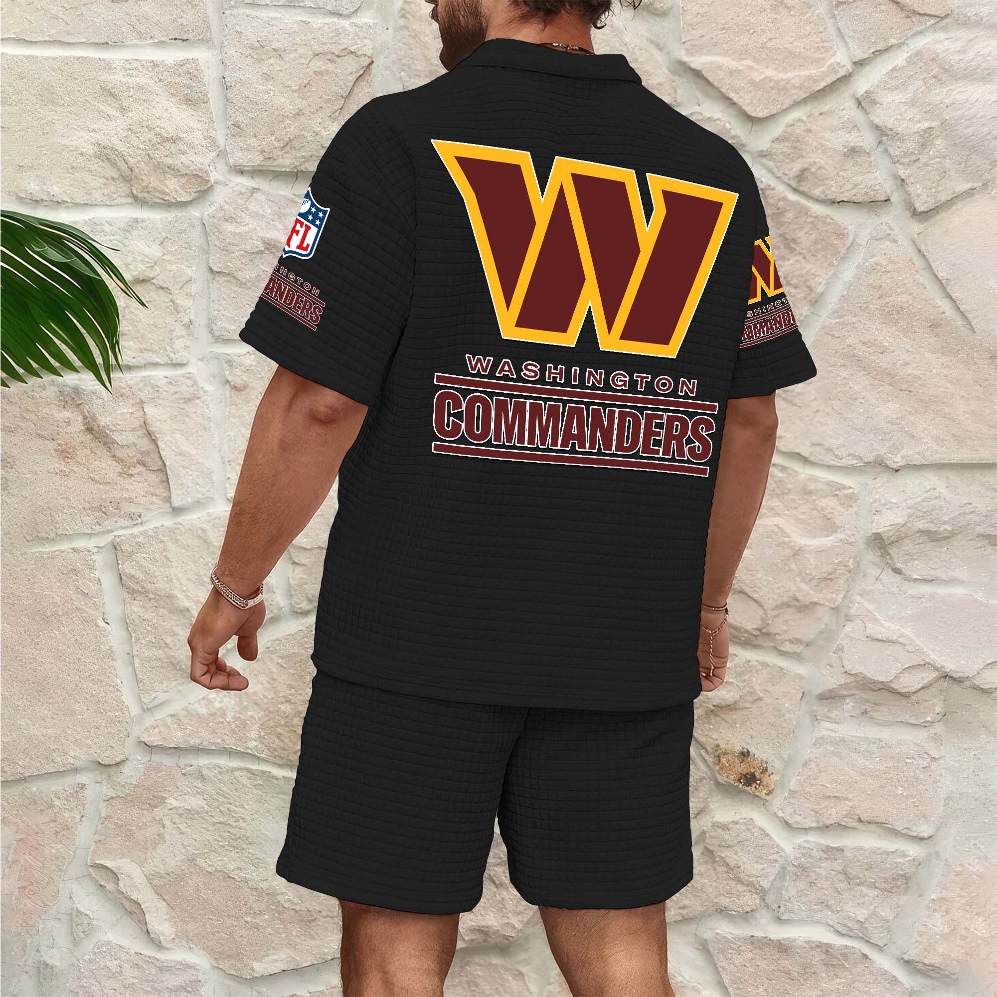 Alternative view of Washington Commanders Men's Waffle Pattern Half Zipper Shirt And Short Custom Your Name 2025 Versions, Gifts For Football Lovers EHIVM-0206715
