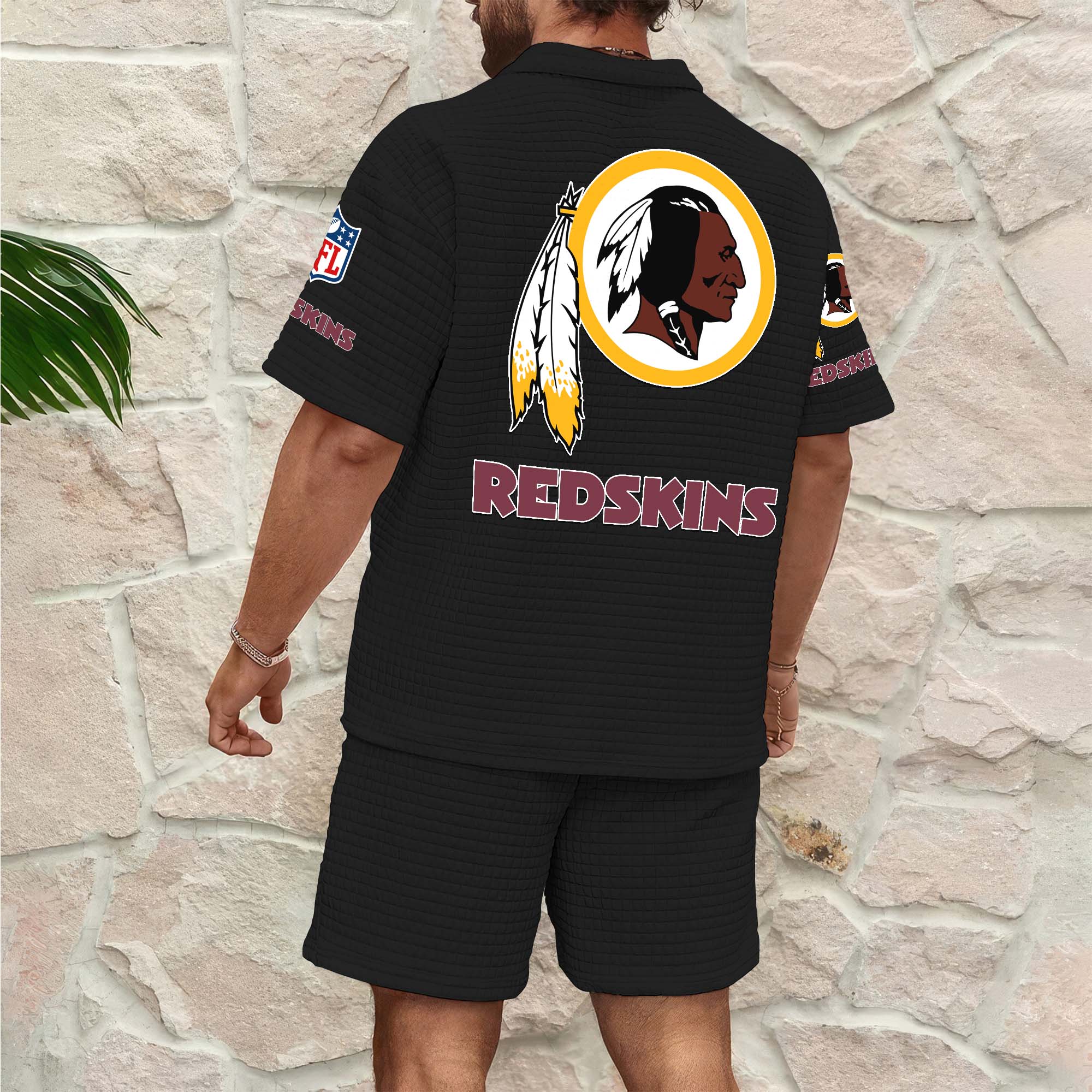 Alternative view of Washington Redskins Men's Waffle Pattern Half Zipper Shirt And Short Custom Your Name 2025 Versions, Gifts For Football Lovers EHIVM-0206715