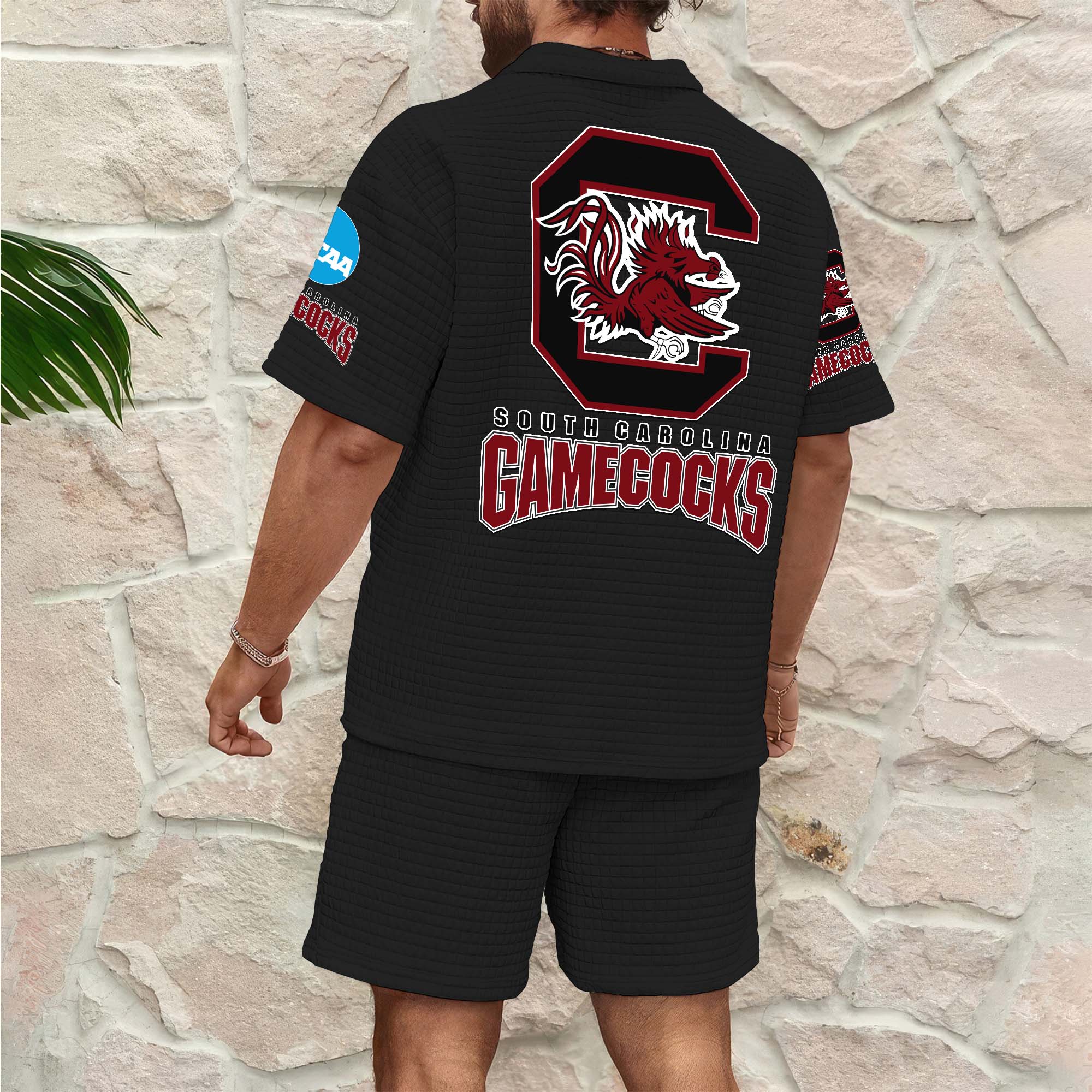 Alternative view of South Carolina Gamecocks Men's Waffle Pattern Half Zipper Shirt And Short Custom Your Name 2025 Versions, Gifts For Football Lovers EHIVM-03151308