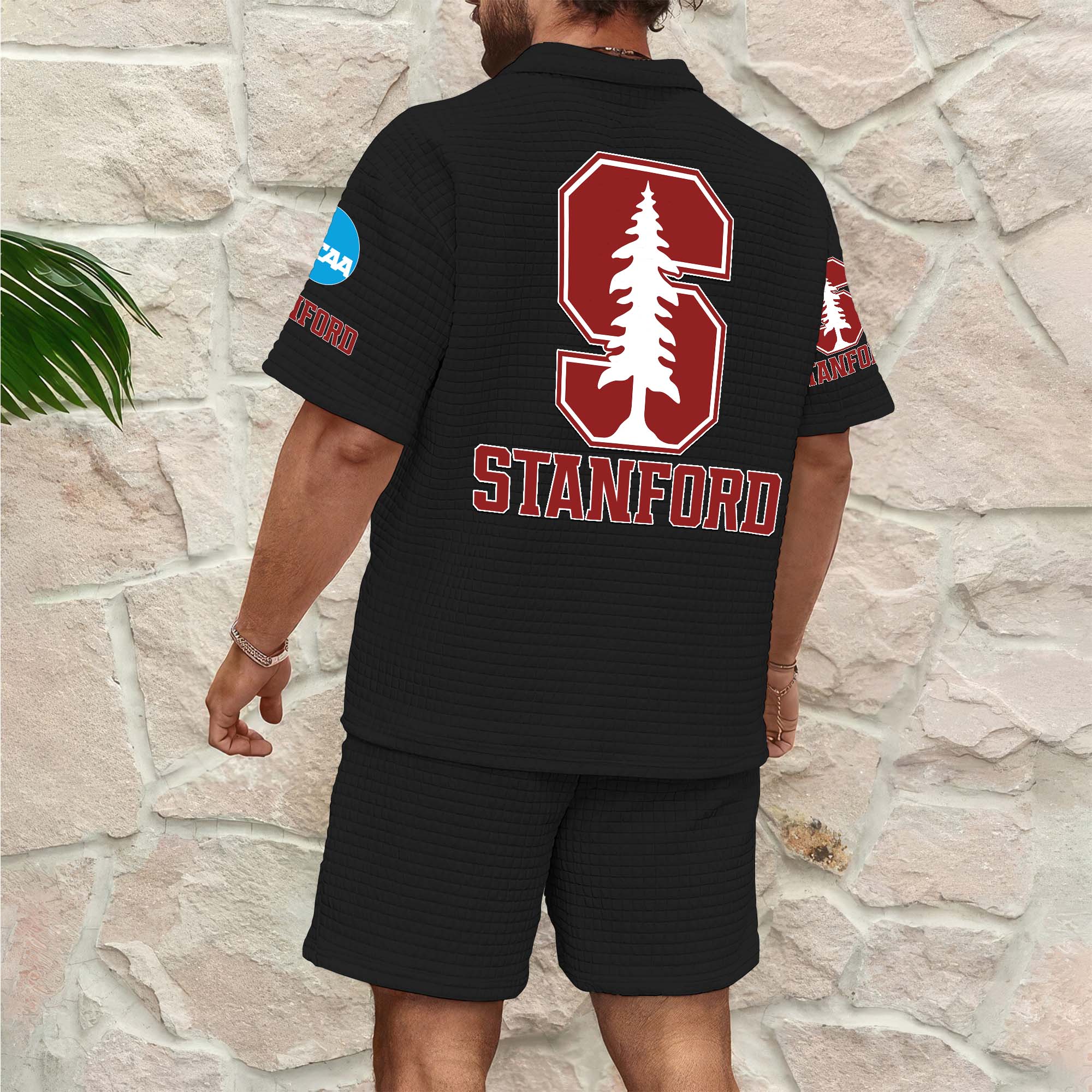 Alternative view of Stanford Cardinal Men's Waffle Pattern Half Zipper Shirt And Short Custom Your Name 2025 Versions, Gifts For Football Lovers EHIVM-03151308