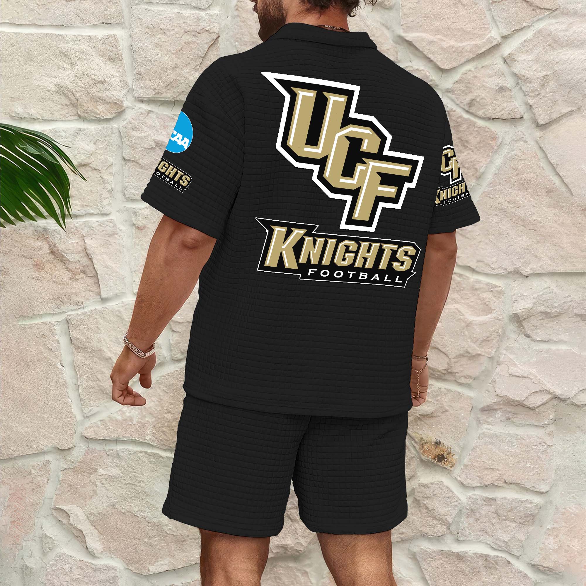 Alternative view of UCF Knights Men's Waffle Pattern Half Zipper Shirt And Short Custom Your Name 2025 Versions, Gifts For Football Lovers EHIVM-03151308