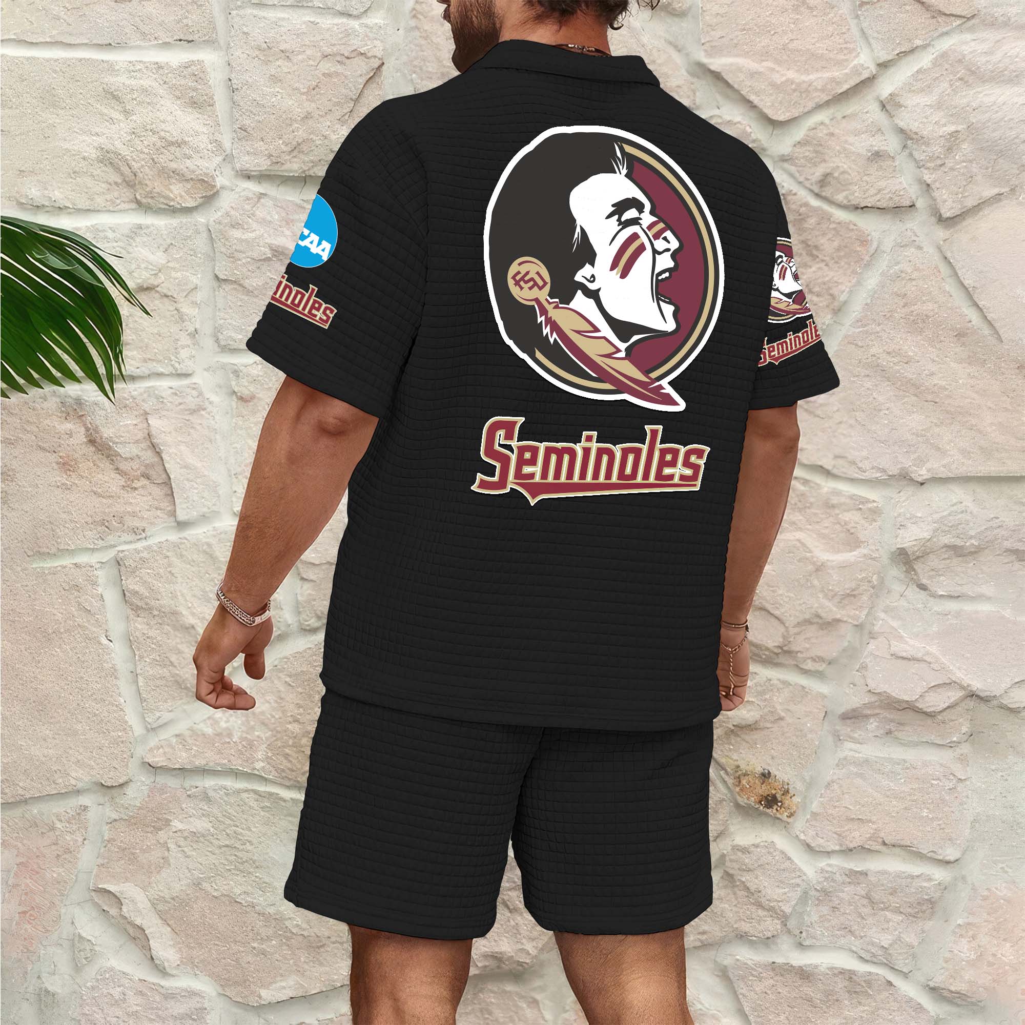 Alternative view of Florida State Seminoles Men's Waffle Pattern Half Zipper Shirt And Short Custom Your Name 2025 Versions, Gifts For Football Lovers EHIVM-03151308