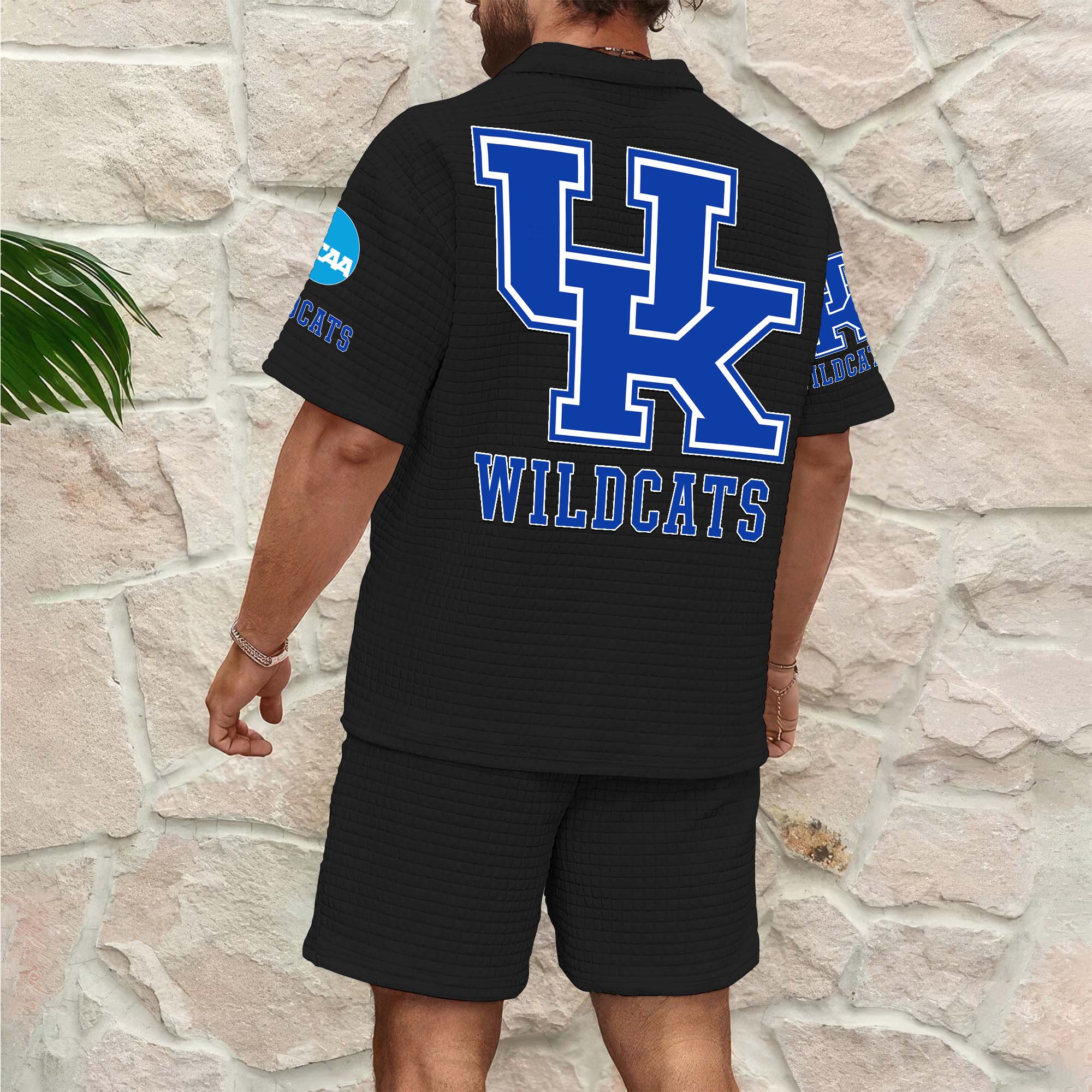 Alternative view of Kentucky Wildcats Men's Waffle Pattern Half Zipper Shirt And Short Custom Your Name 2025 Versions, Gifts For Football Lovers EHIVM-03151308