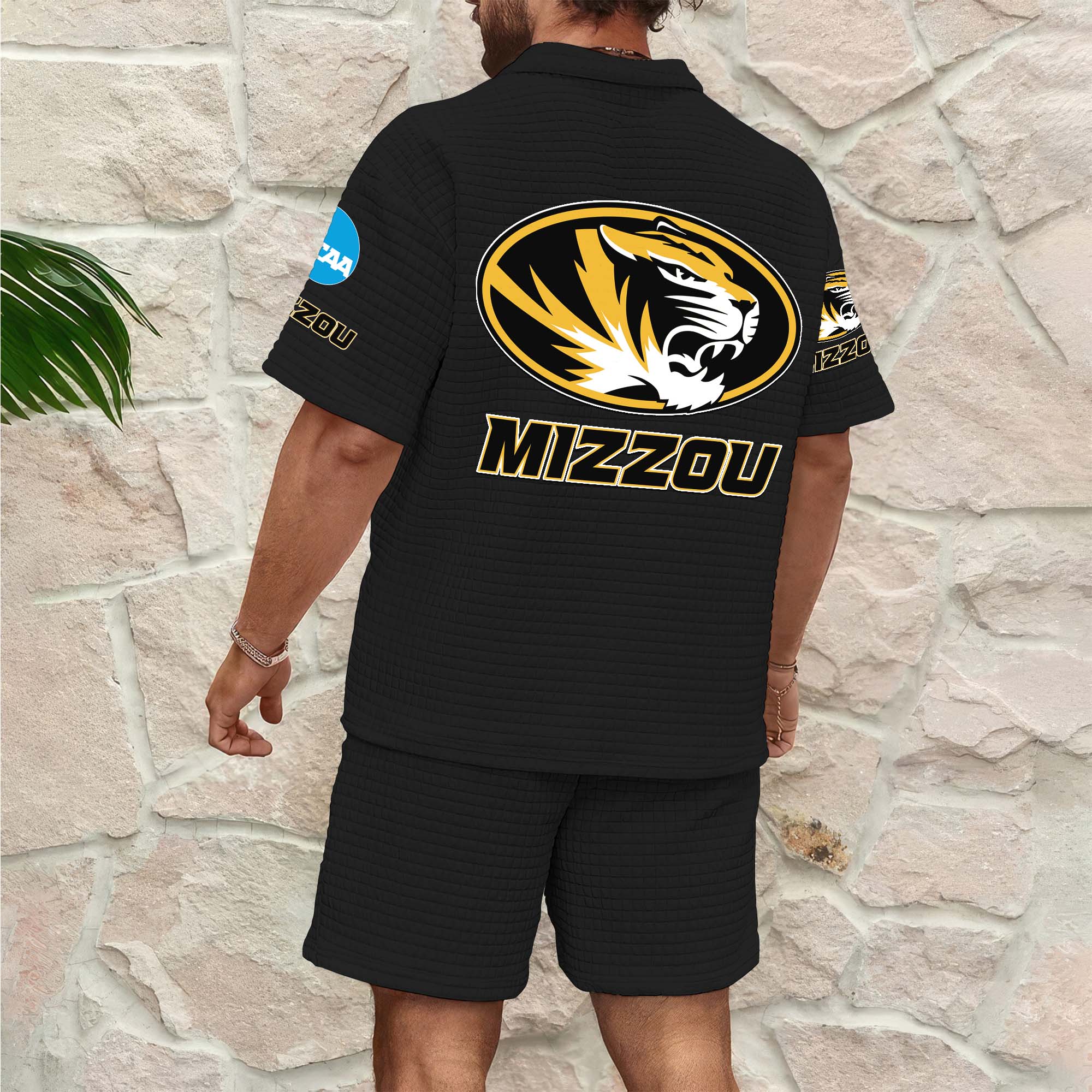Alternative view of Missouri Tigers Men's Waffle Pattern Half Zipper Shirt And Short Custom Your Name 2025 Versions, Gifts For Football Lovers EHIVM-03151308