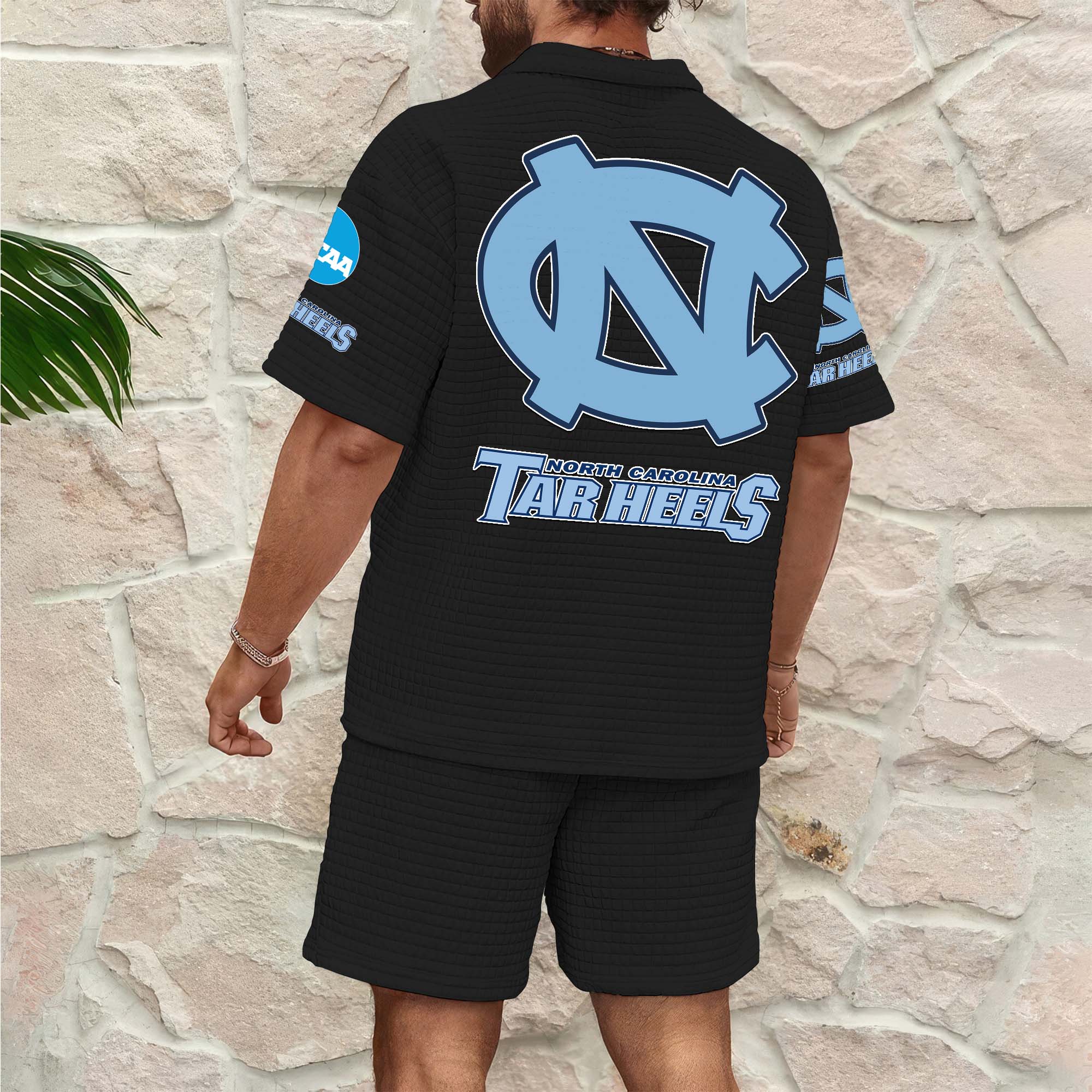 Alternative view of North Carolina Tar Heels Men's Waffle Pattern Half Zipper Shirt And Short Custom Your Name 2025 Versions, Gifts For Football Lovers EHIVM-03151308