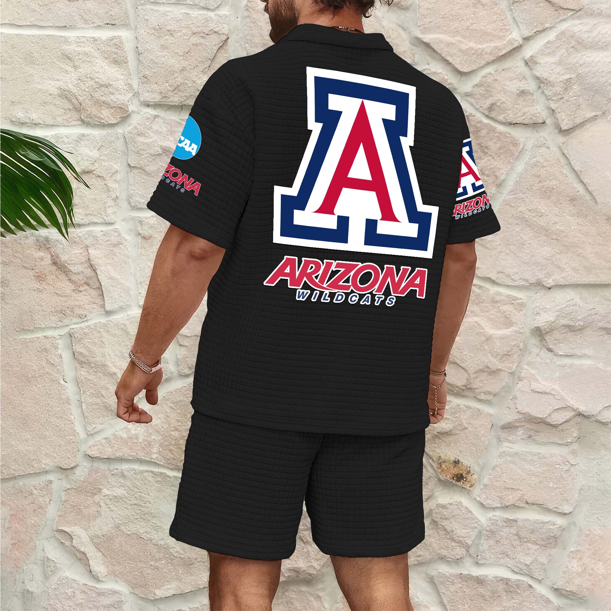 Alternative view of Arizona Wildcats Men's Waffle Pattern Half Zipper Shirt And Short Custom Your Name 2025 Versions, Gifts For Football Lovers EHIVM-03151308
