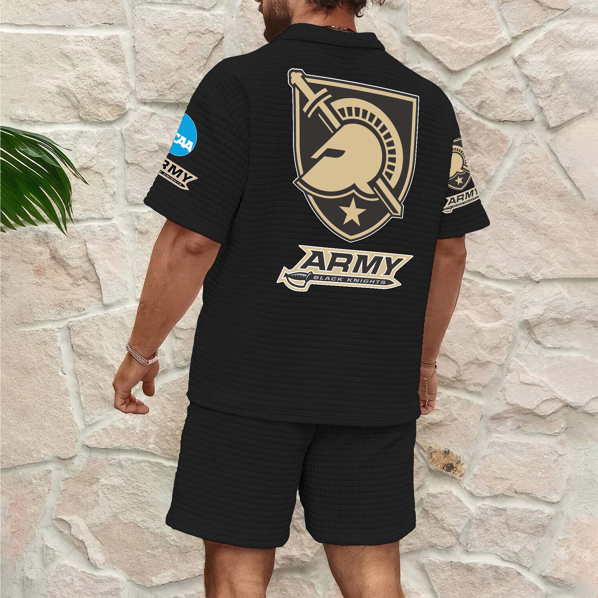 Alternative view of Army Black Knights Men's Waffle Pattern Half Zipper Shirt And Short Custom Your Name 2025 Versions, Gifts For Football Lovers EHIVM-03151308